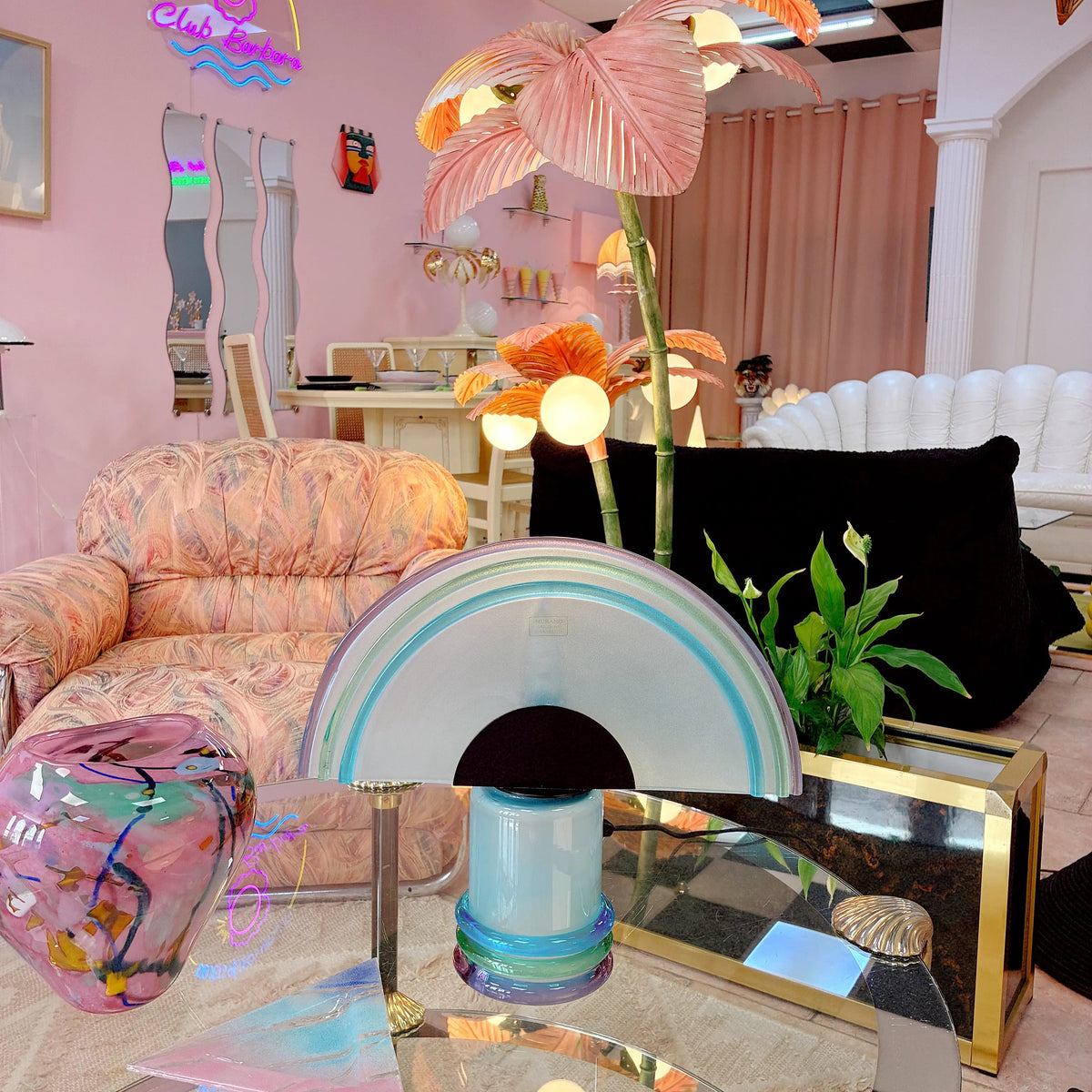 Lampe arc-en-ciel en verre de Murano, design italien années 80
