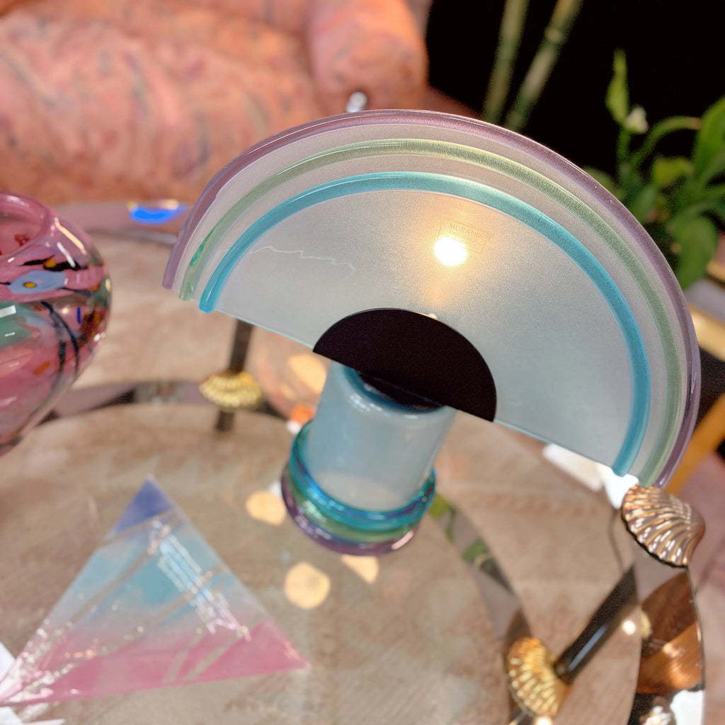 Lampe demi-lune en verre de Murano vintage, arc-en-ciel pastel, années 80