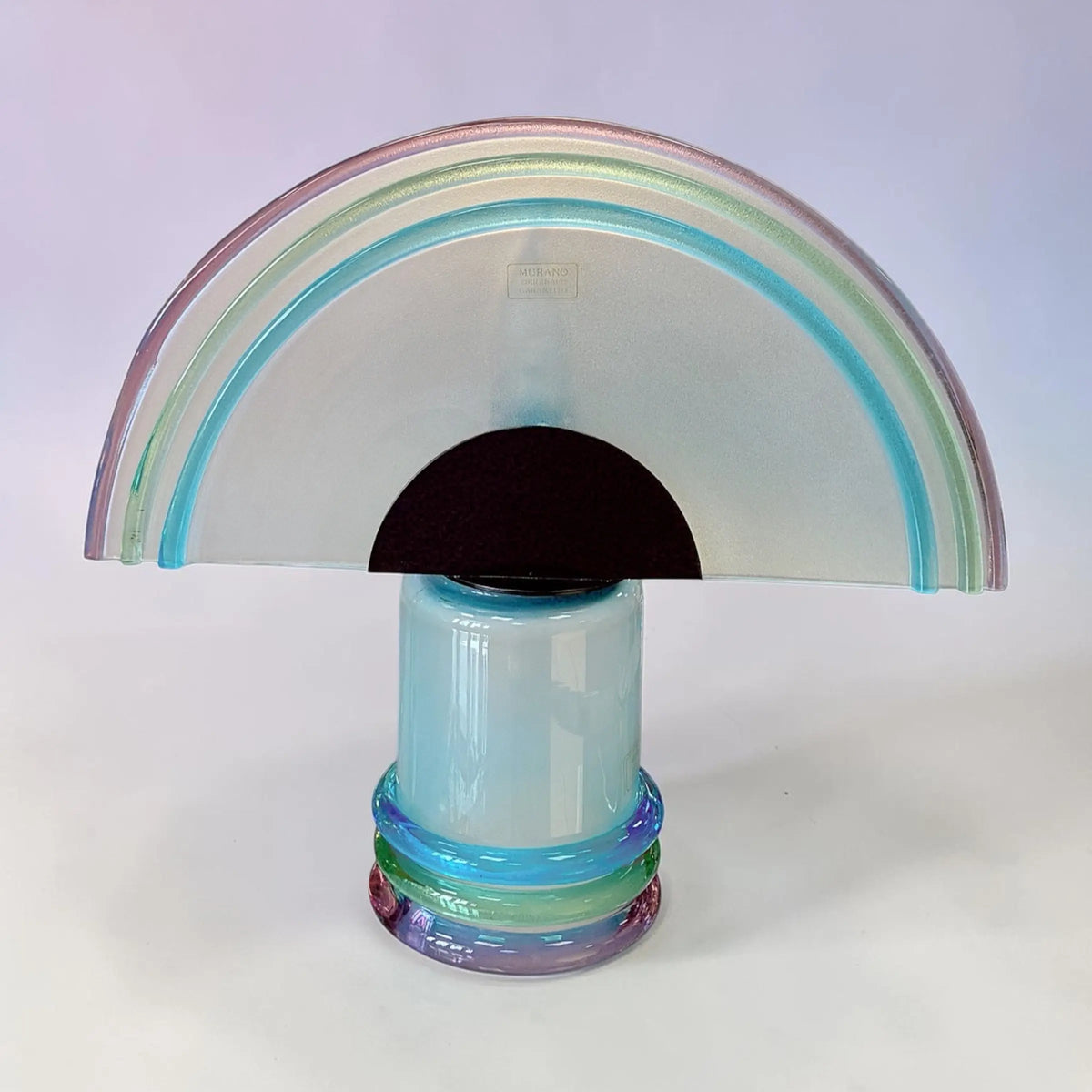 Lampe demi-lune en verre de Murano vintage, arc-en-ciel pastel, années 80