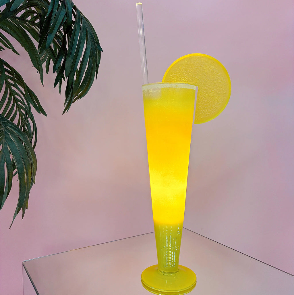 Lampe cocktail Artscene verre jaune citron vintage 80s Club Barbara
