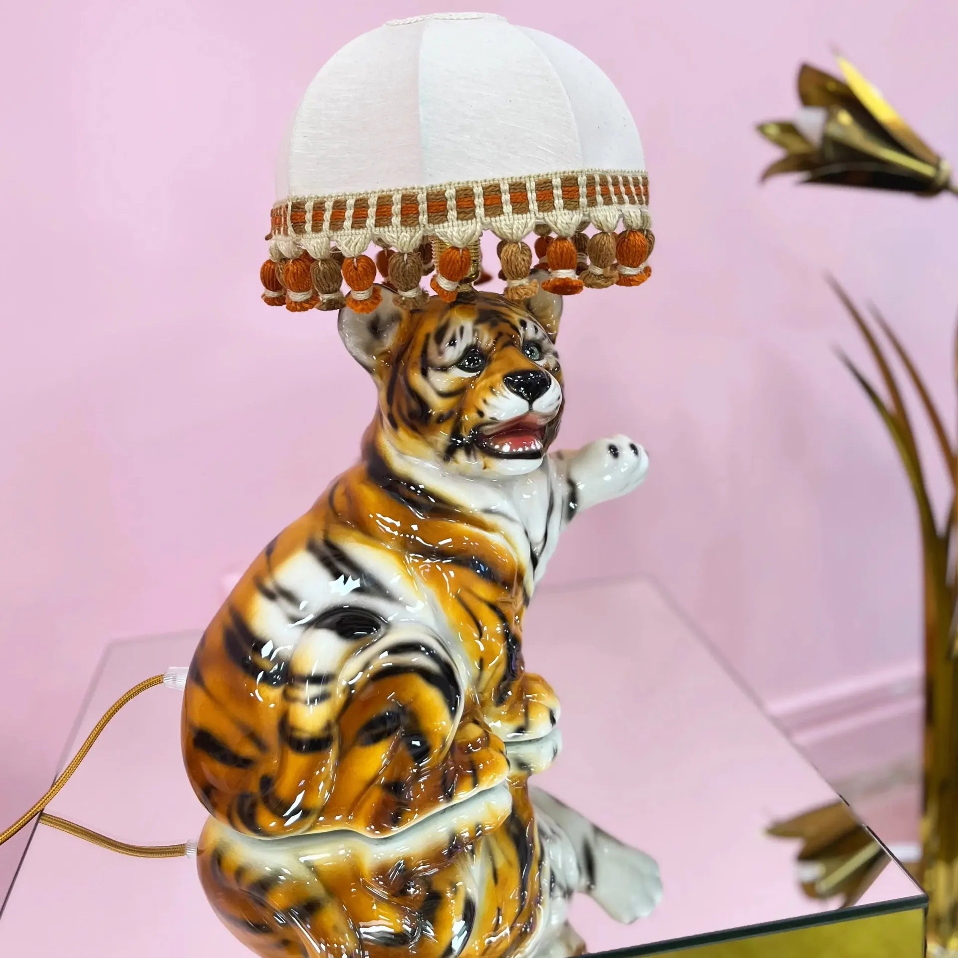 Lampe bébé tigre artisanale, céramique vintage, pièce unique, Italie - Club Barbara