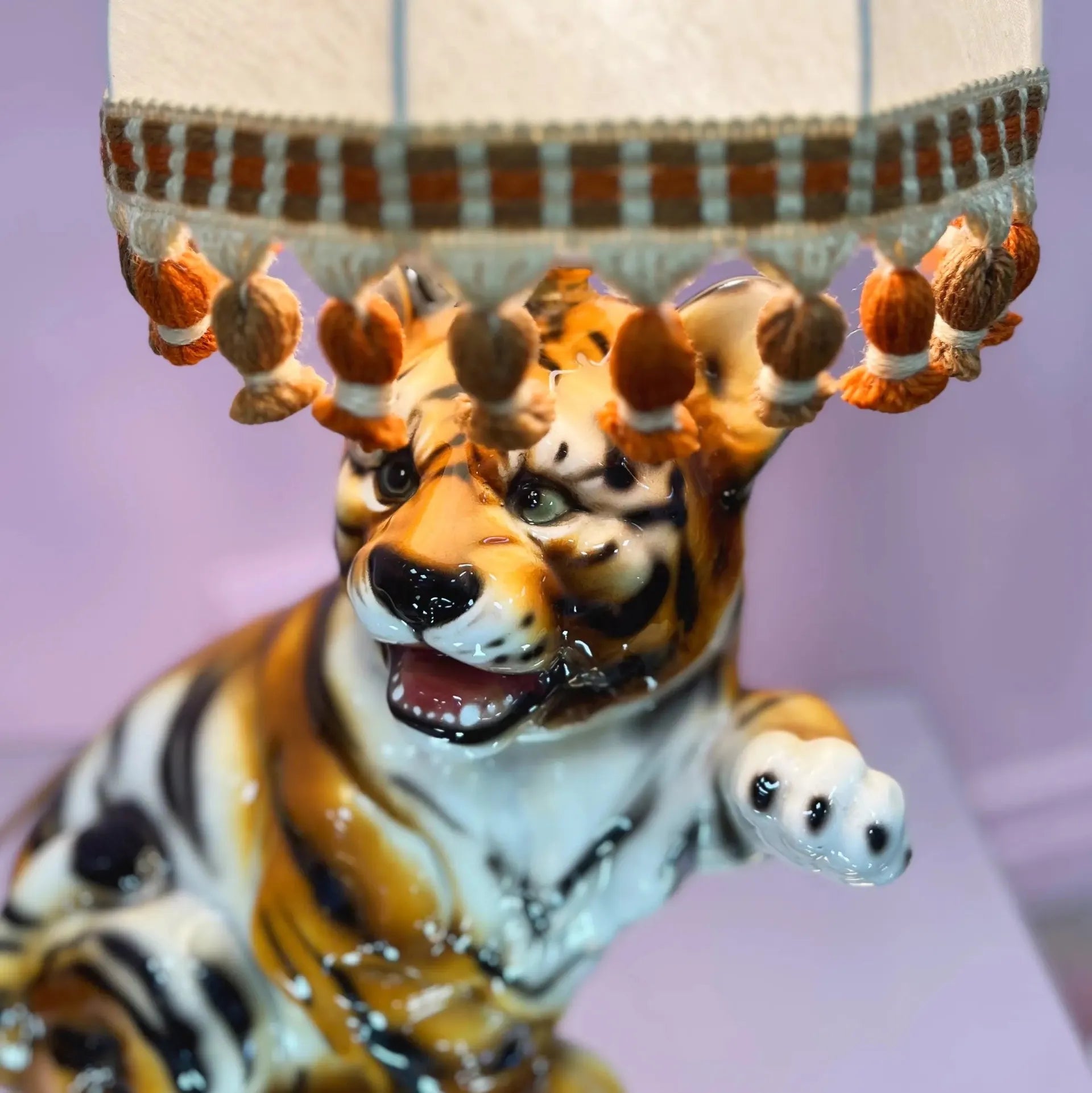Lampe bébé tigre artisanale, céramique vintage, pièce unique, Italie - Club Barbara