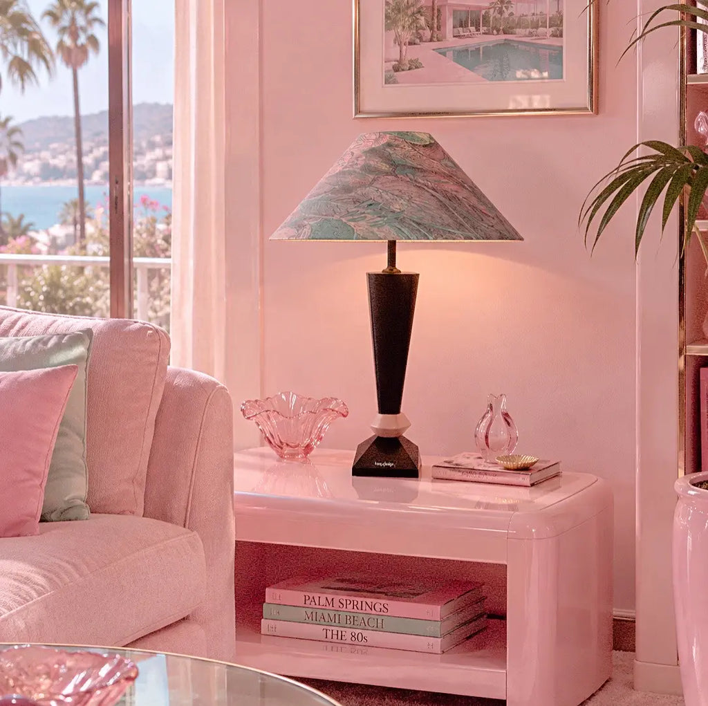 Lampe vintage style Memphis Design, années 80, abat-jour pastel, Bony Design