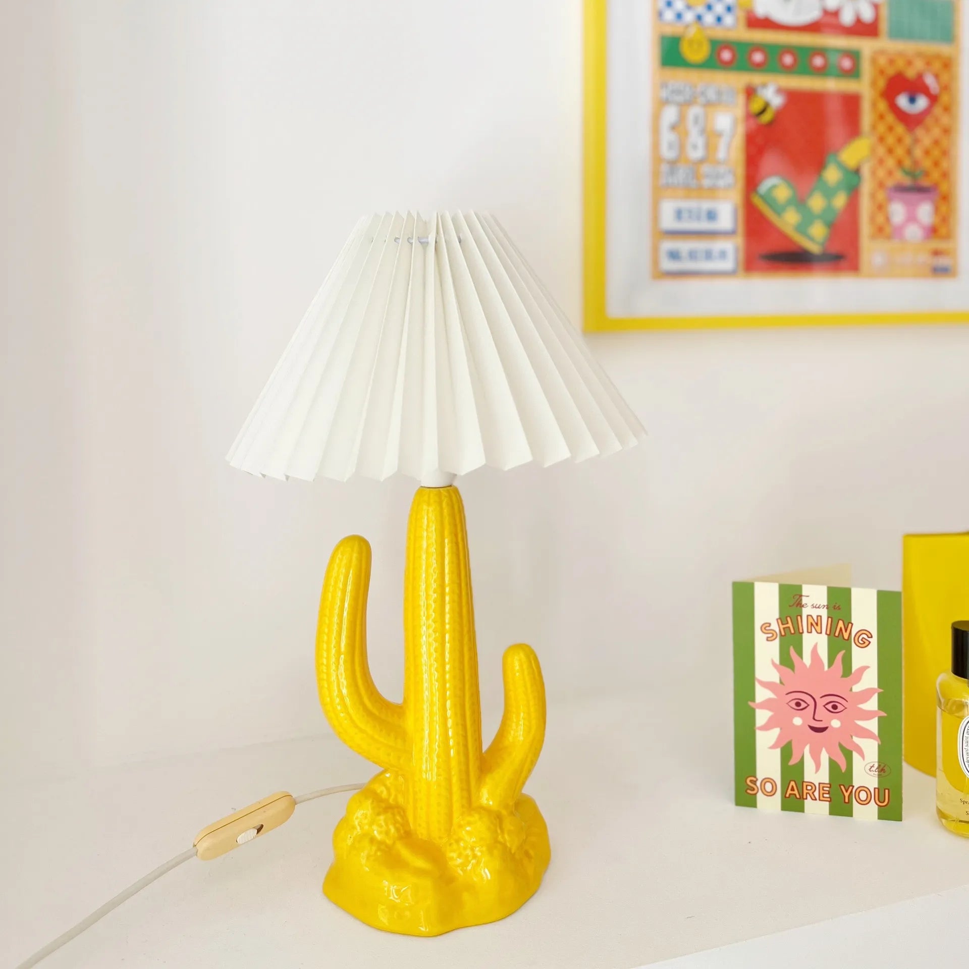 Lampe cactus vintage jaune - Club Barbara