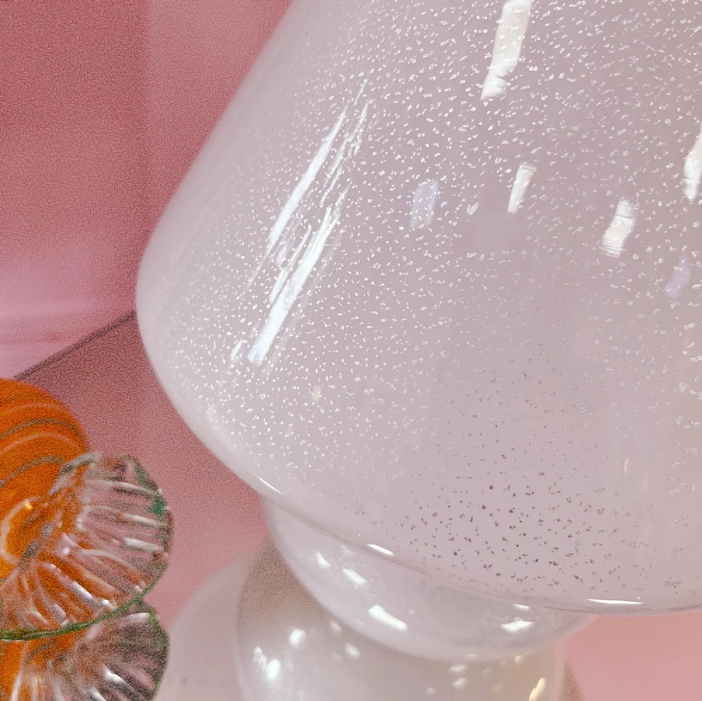 Lampe champignon en verre de Murano à feuilles d’argent, années 70 - Club Barbara