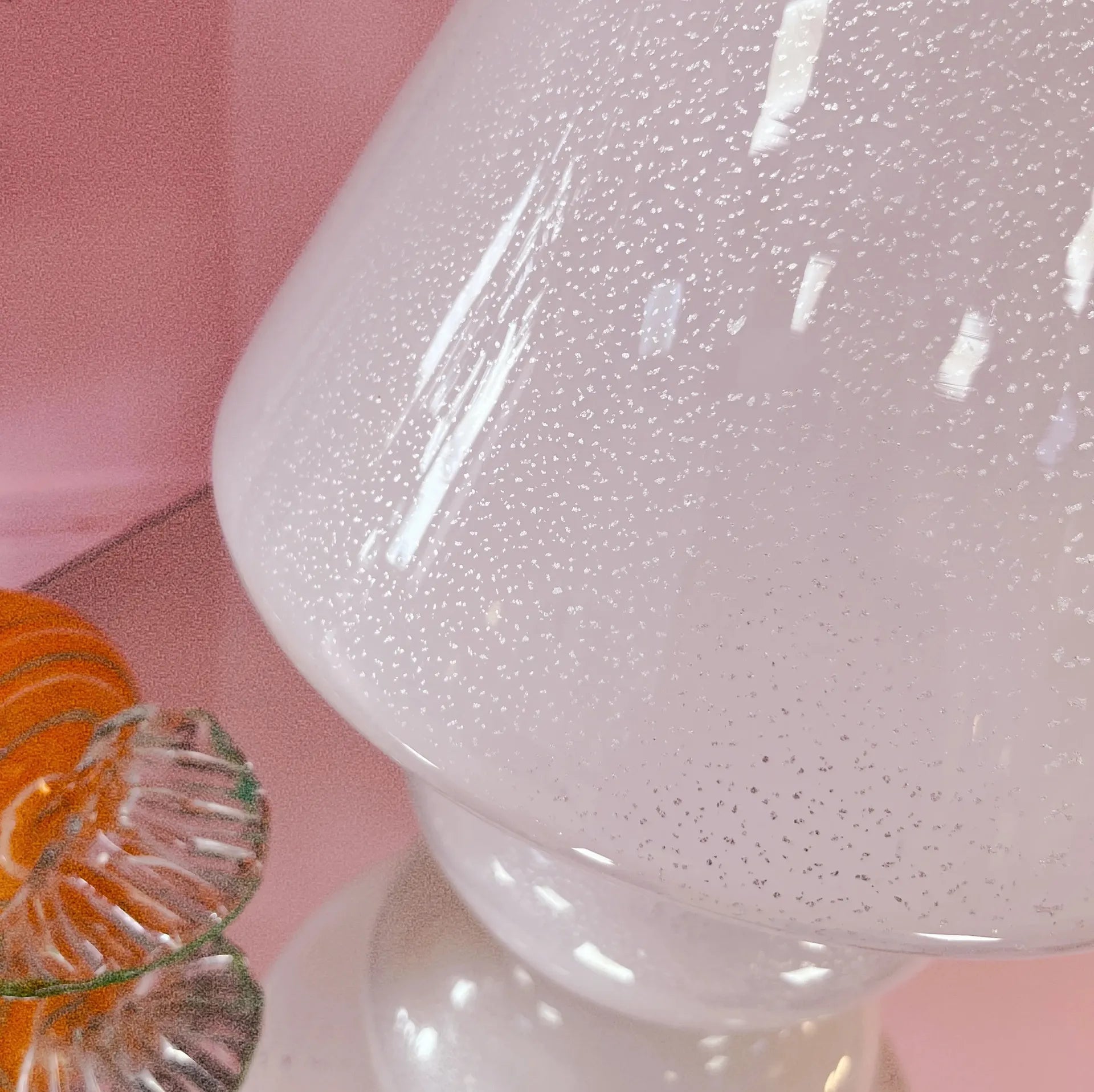 Lampe champignon en verre de Murano à feuilles d’argent, années 70 - Club Barbara