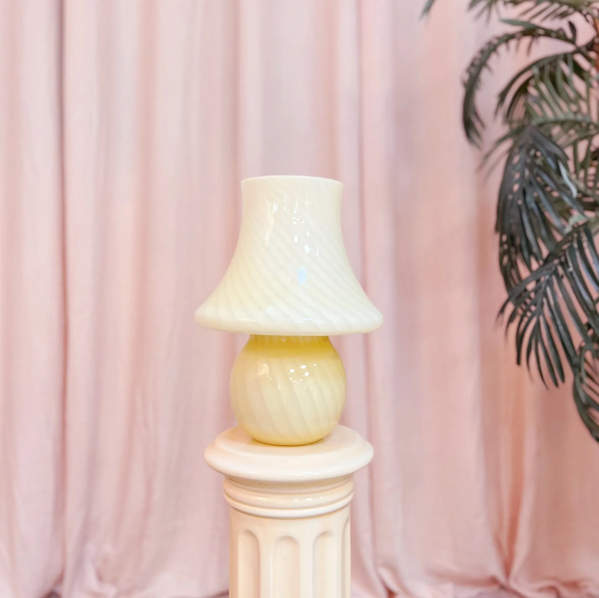 Lampe Champignon en Verre Torsadé Murano, 70’s - Club Barbara