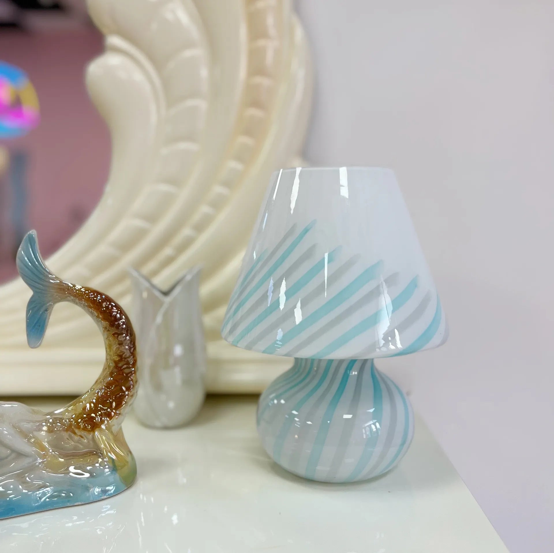 Lampe champignon Murano blue twist - Club Barbara