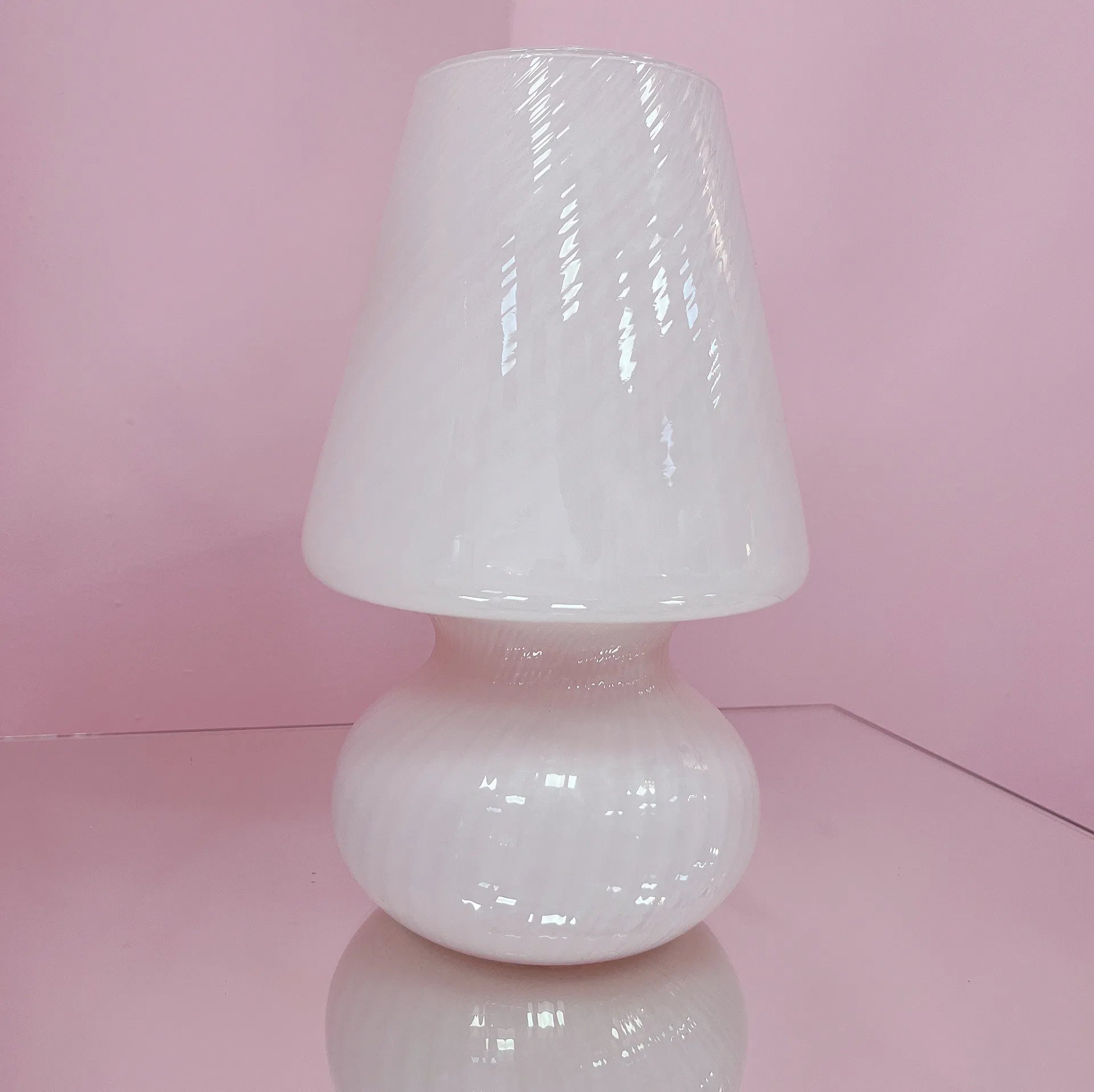 Lampe champignon Murano en verre soufflé rose pastel, années 70 - Club Barbara