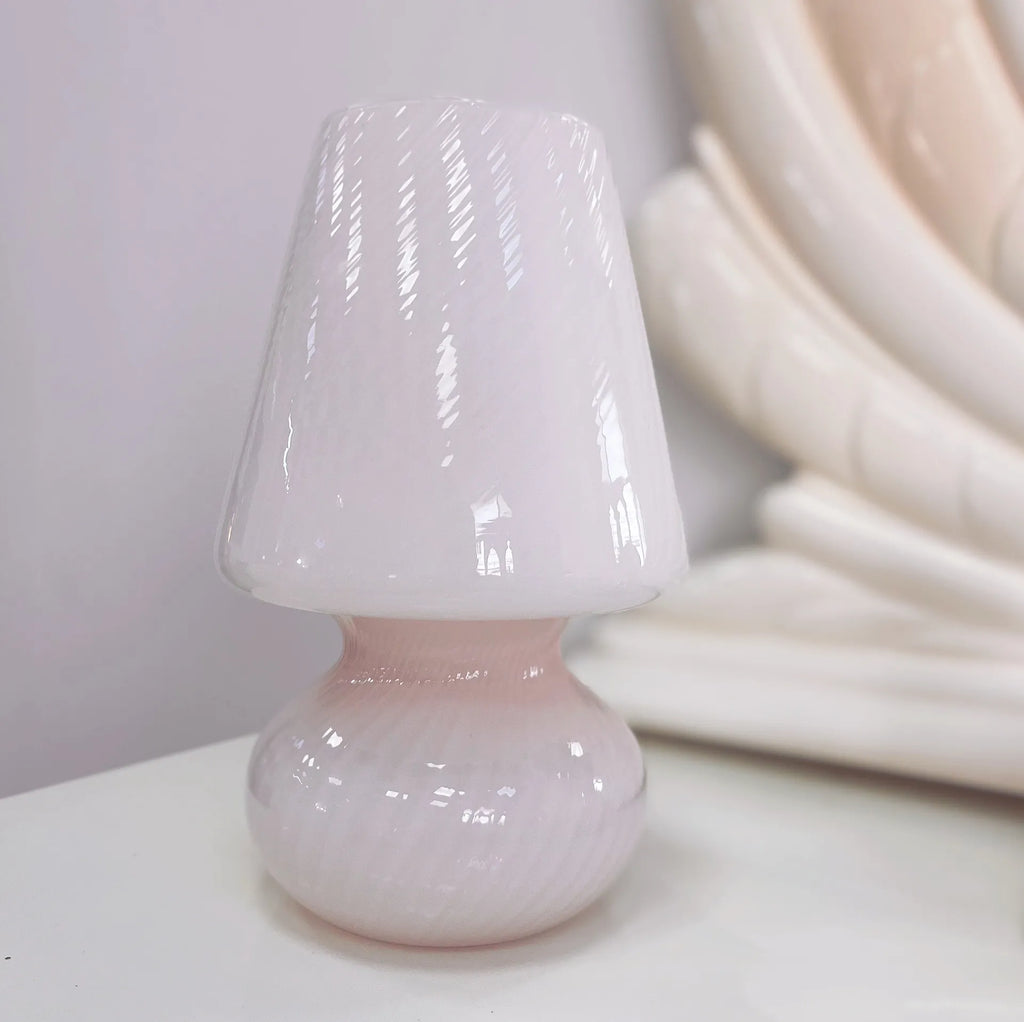 Lampe champignon Murano en verre soufflé rose pastel, années 70 - Club Barbara