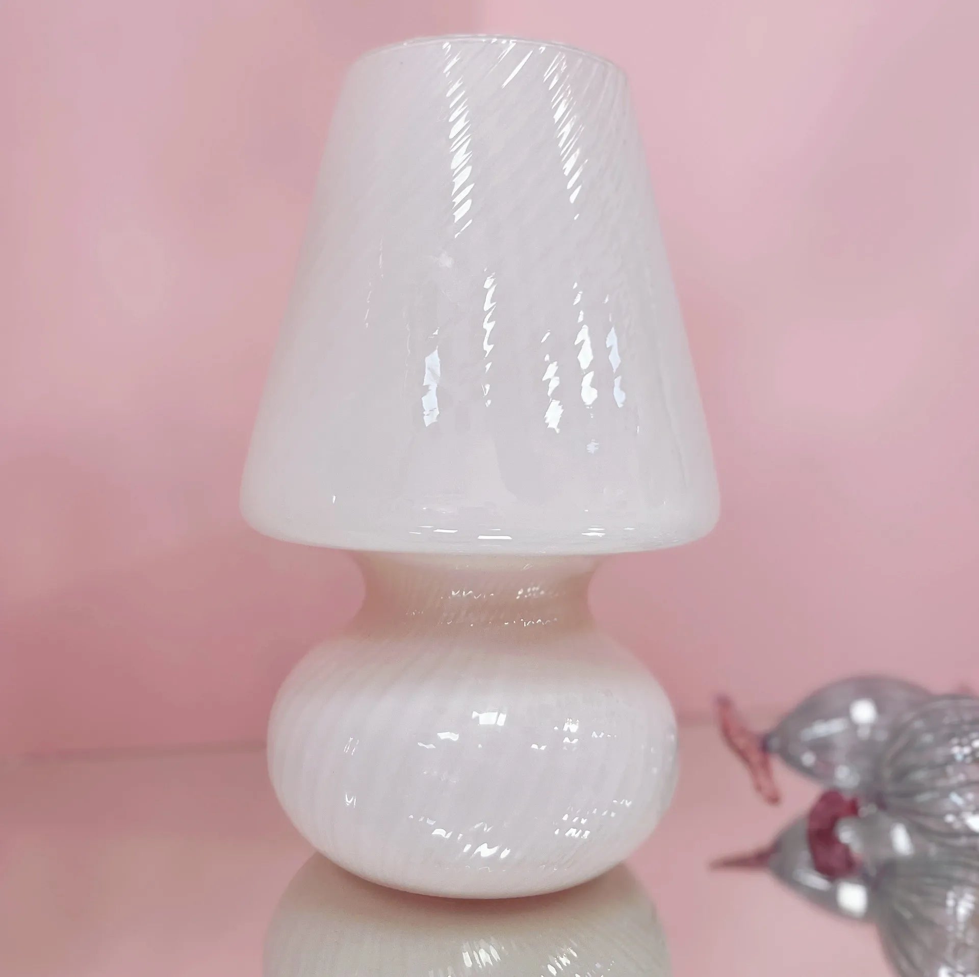 Lampe champignon Murano en verre soufflé rose pastel, années 70 - Club Barbara