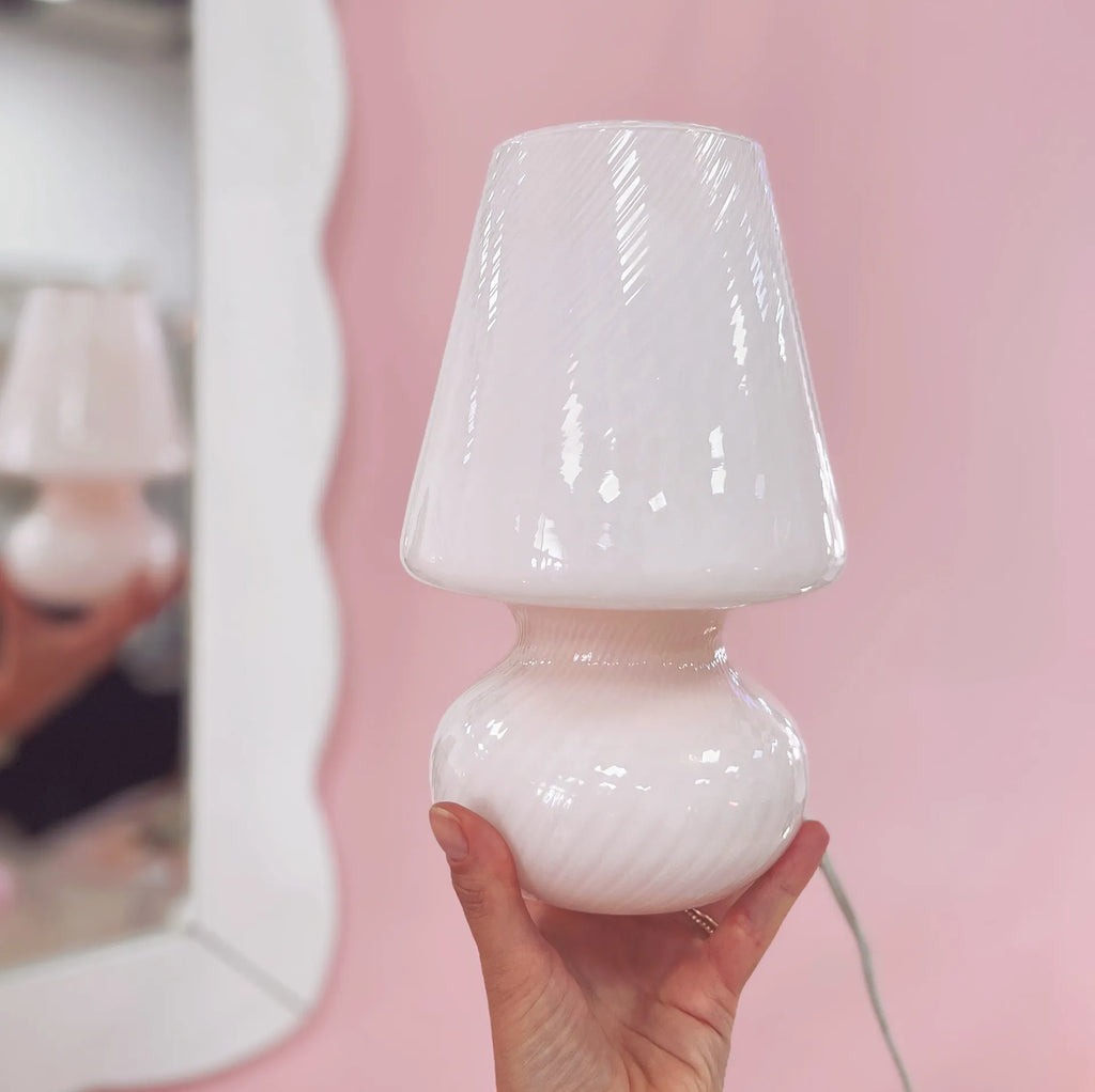 Lampe champignon Murano en verre soufflé rose pastel, années 70 - Club Barbara