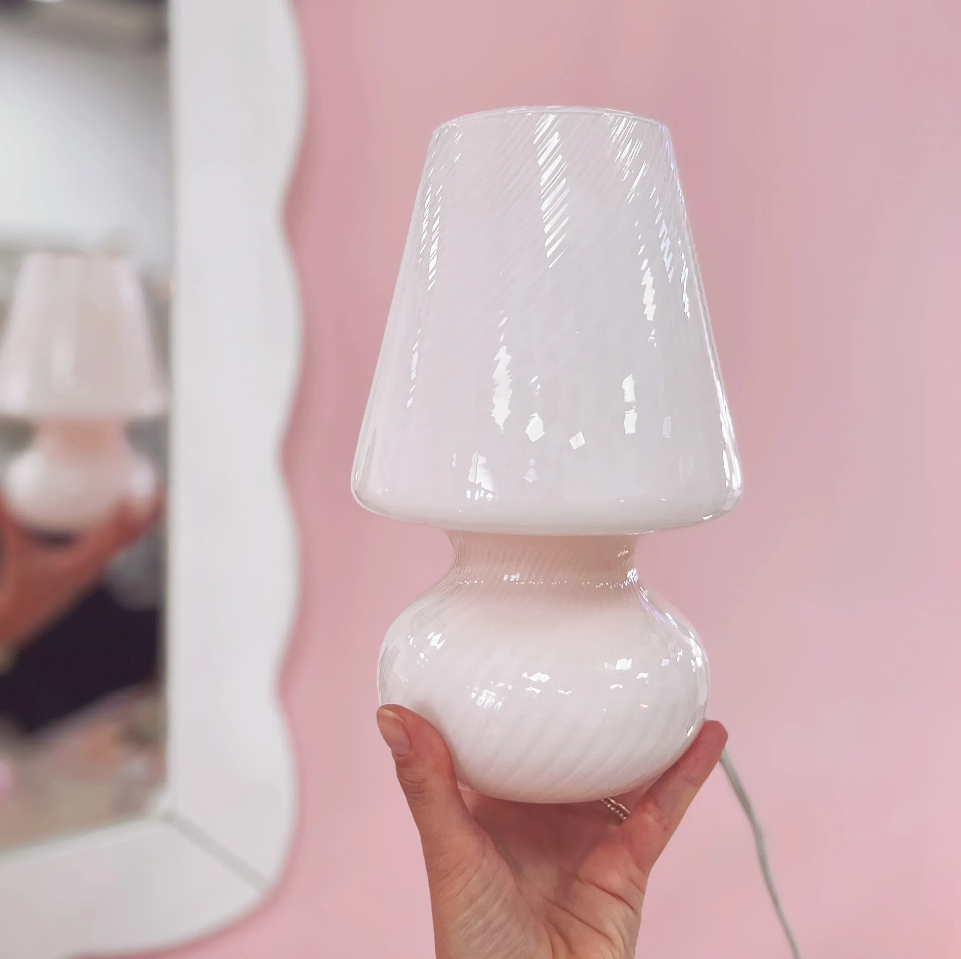 Lampe champignon Murano en verre soufflé rose pastel, années 70 - Club Barbara
