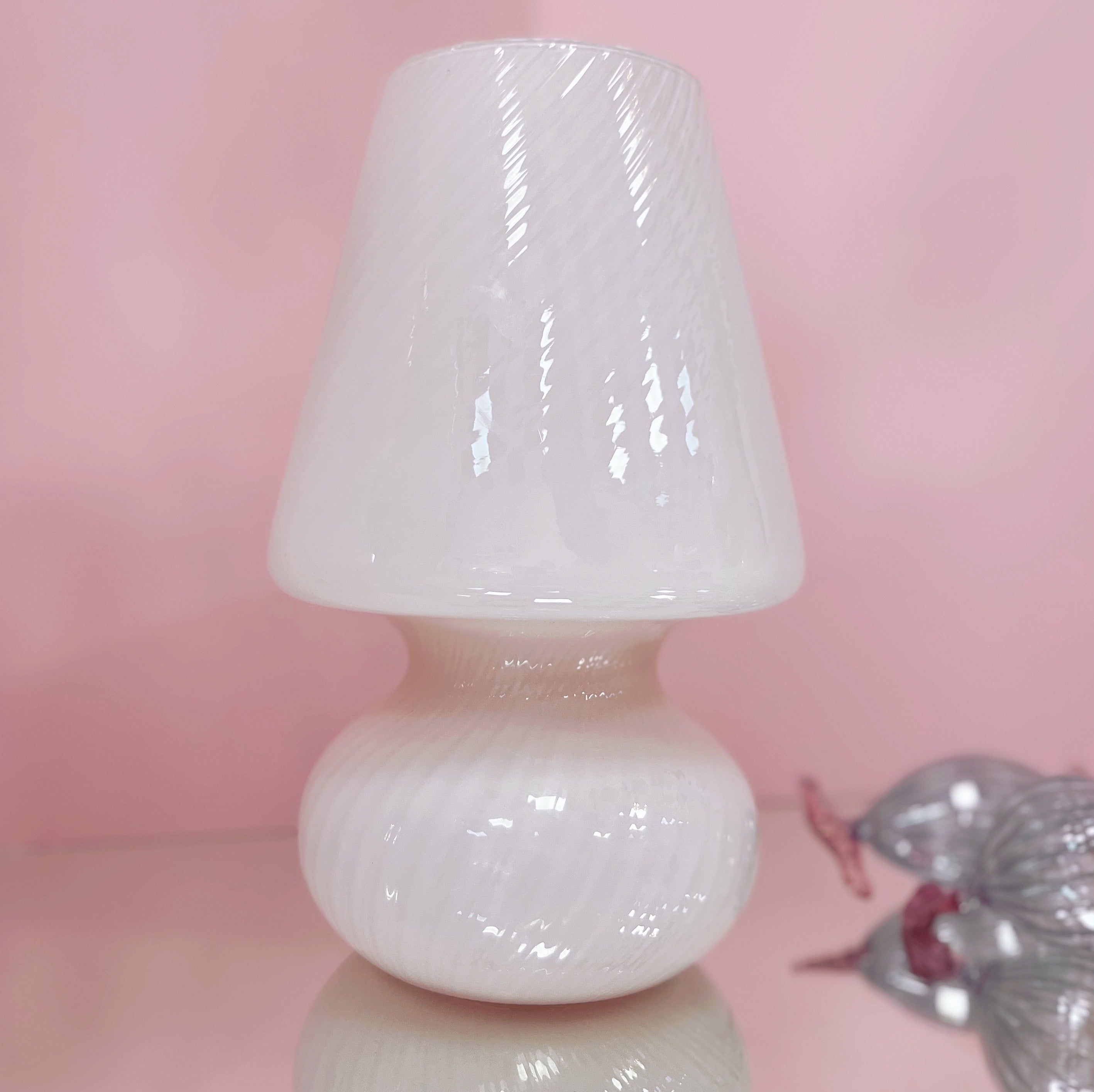 Lampe champignon Murano en verre soufflé rose pastel, années 70