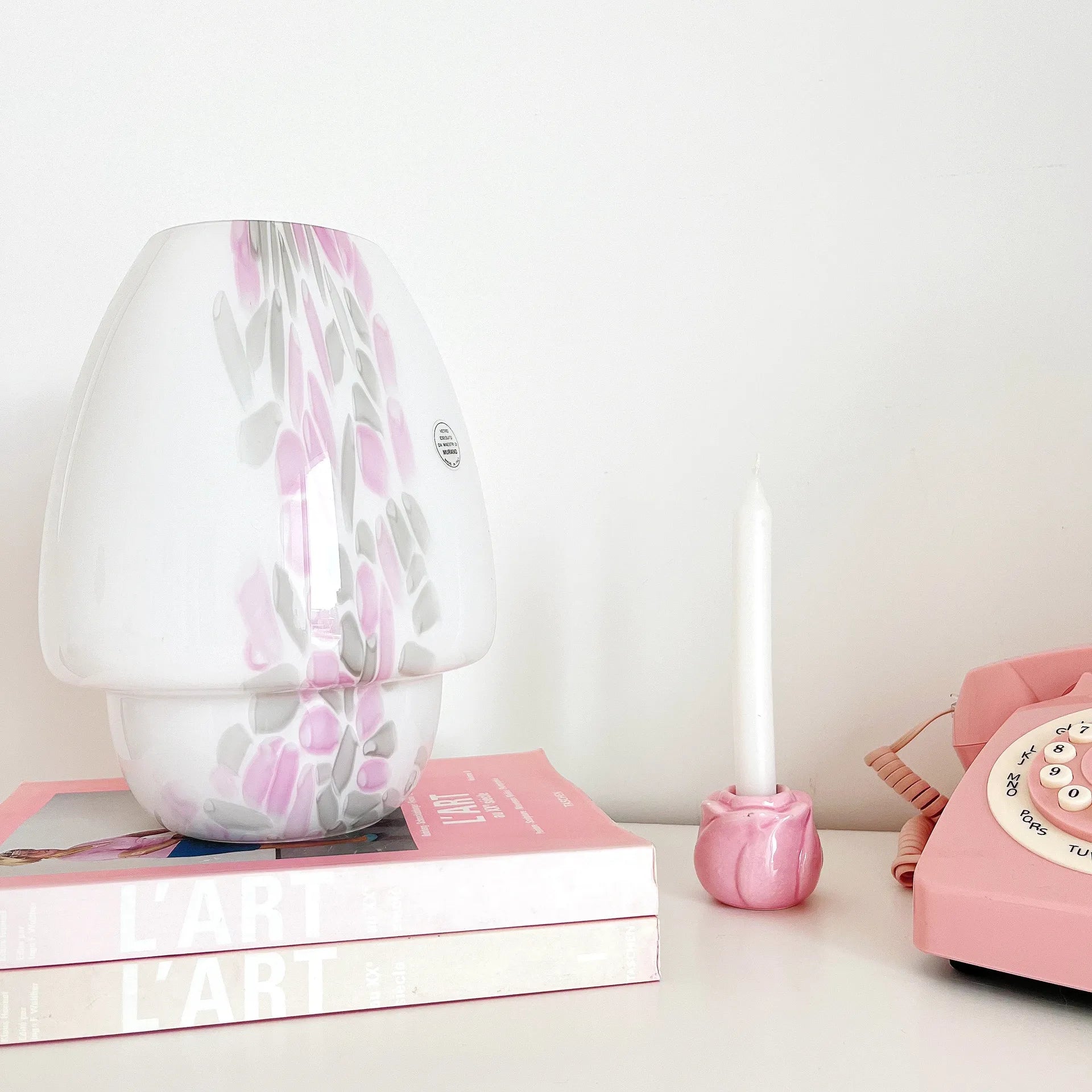 Lampe champignon Murano rose et grise - Club Barbara