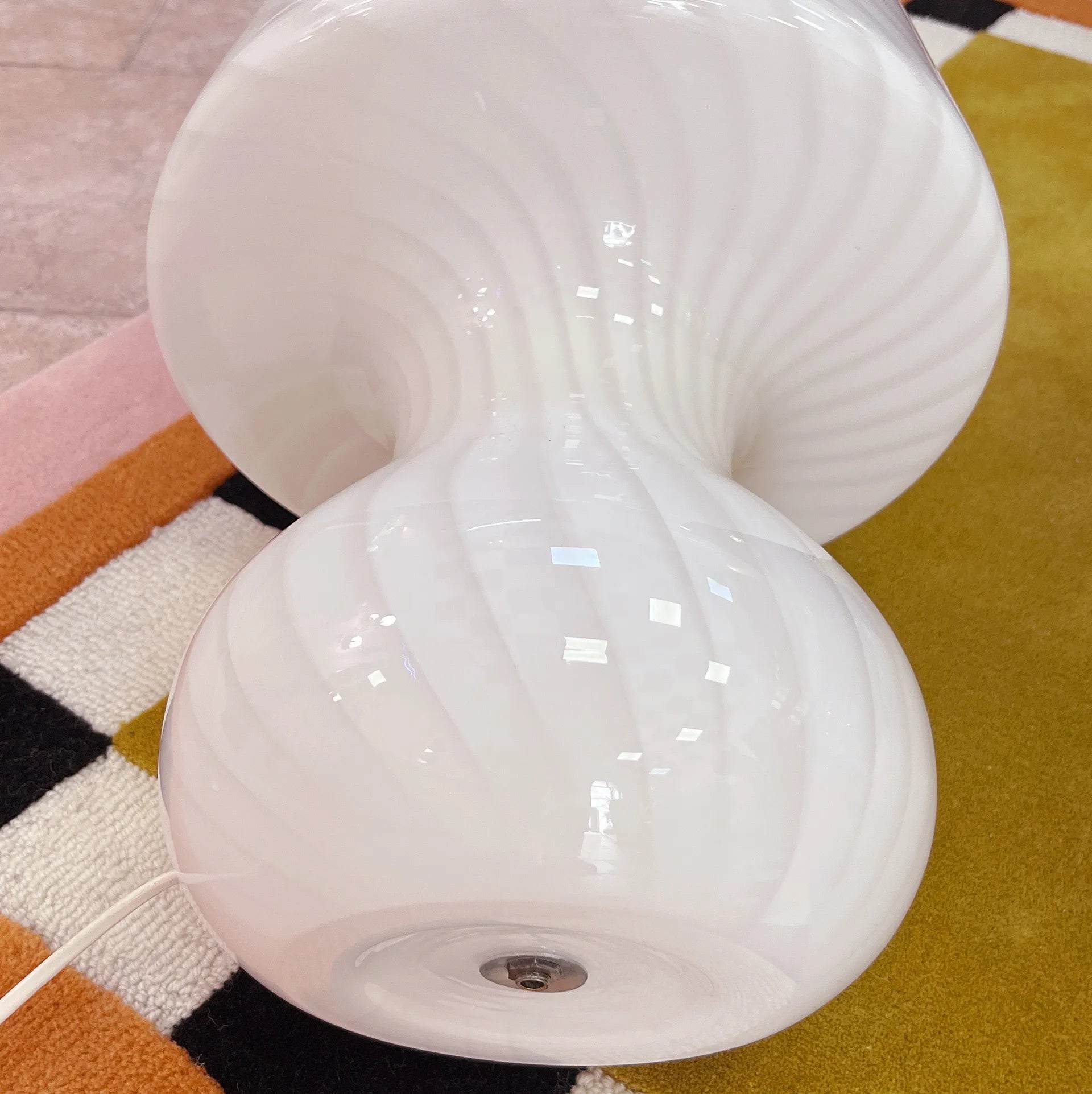 Lampe champignon Murano XL en verre soufflé lattimo torsadé - Club Barbara