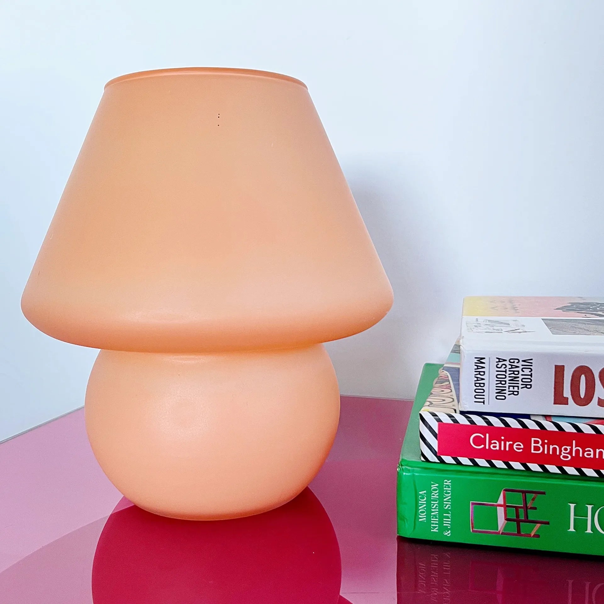Lampe champignon pastel en verre mat, années 90 - Club Barbara