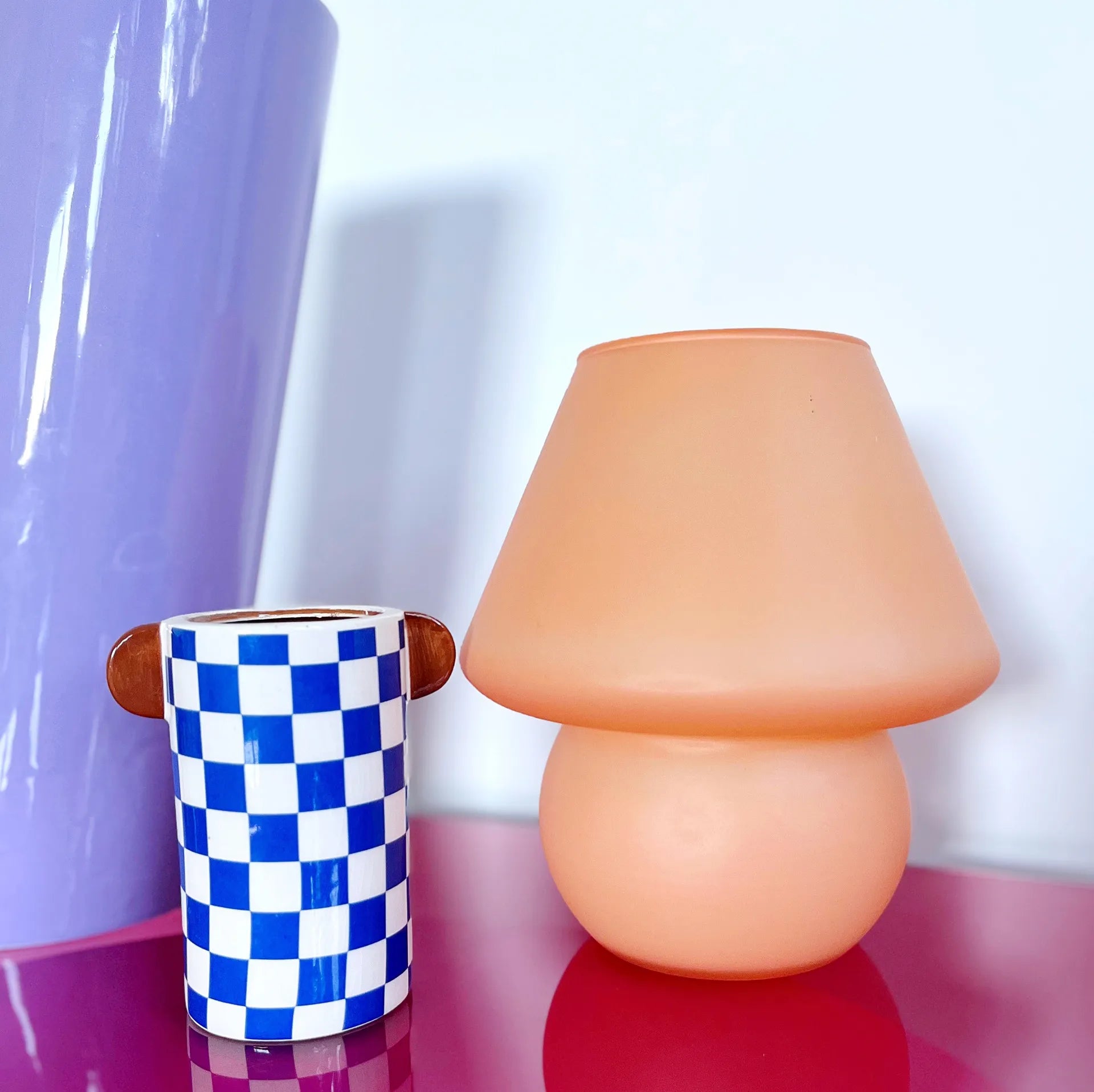 Lampe champignon pastel en verre mat, années 90 - Club Barbara