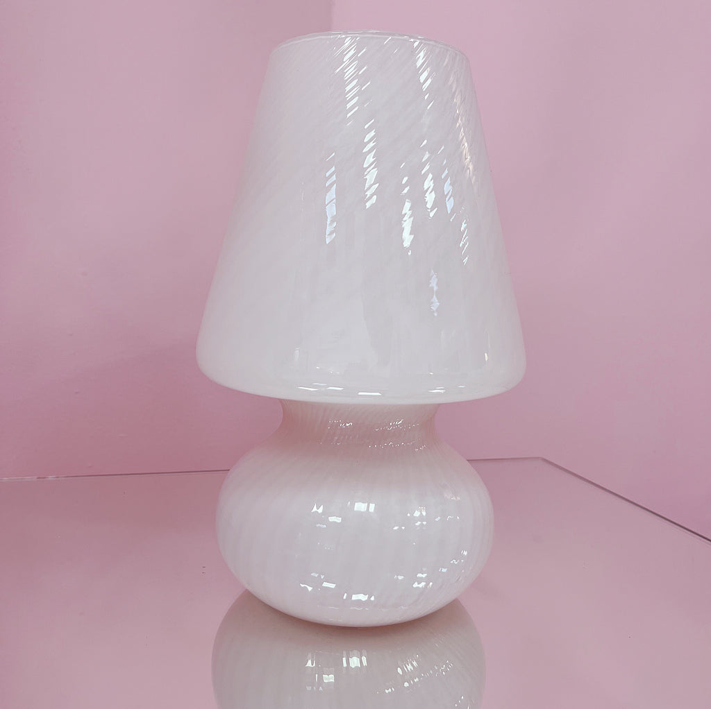 Lampe champignon Murano en verre soufflé rose pastel, années 70