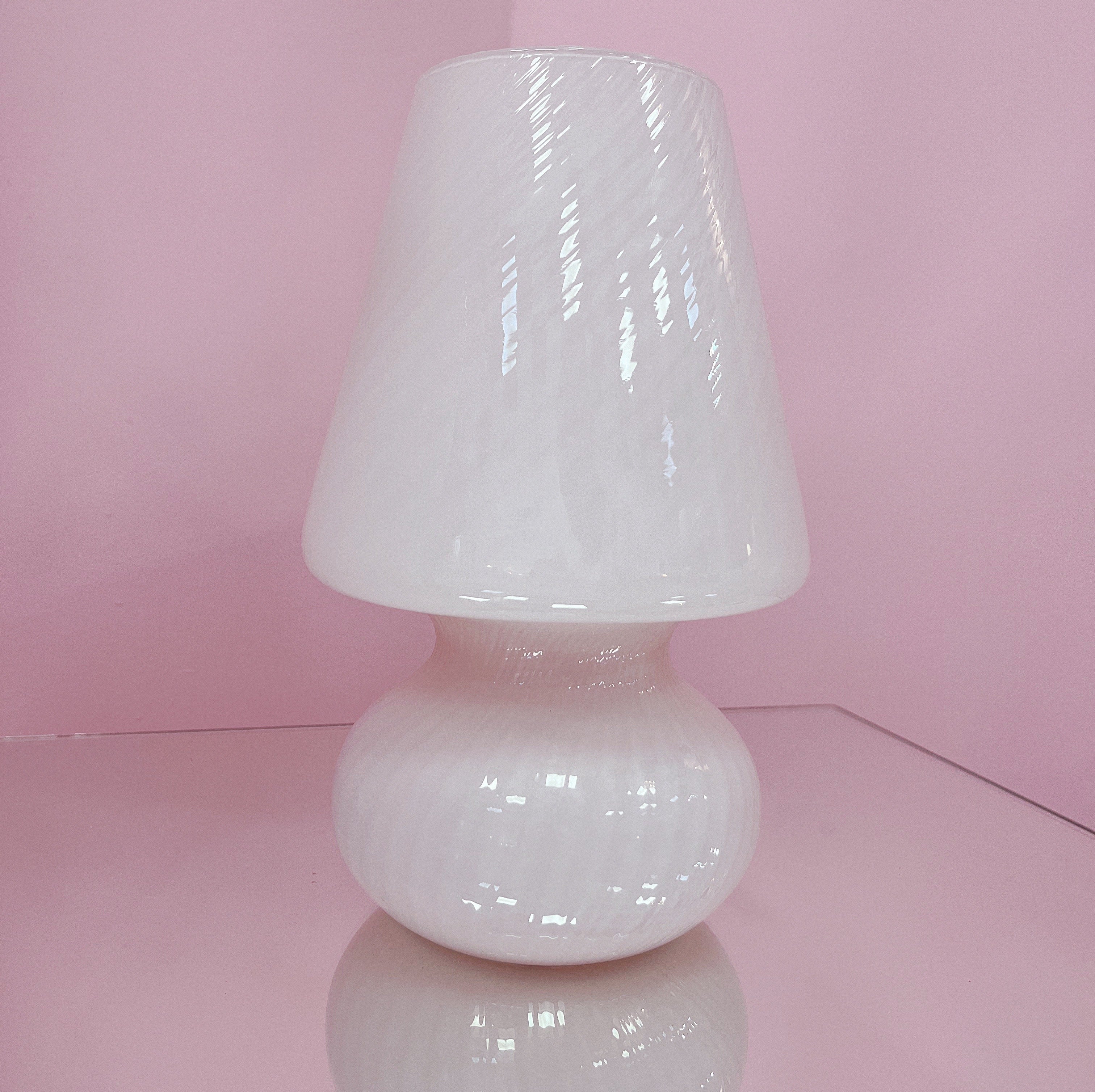 Lampe champignon Murano en verre soufflé rose pastel, années 70