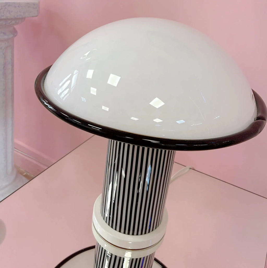Lampe champignon verre de Murano rayures noir et blanc Zonca Voghera, années années 80 - Club Barbara