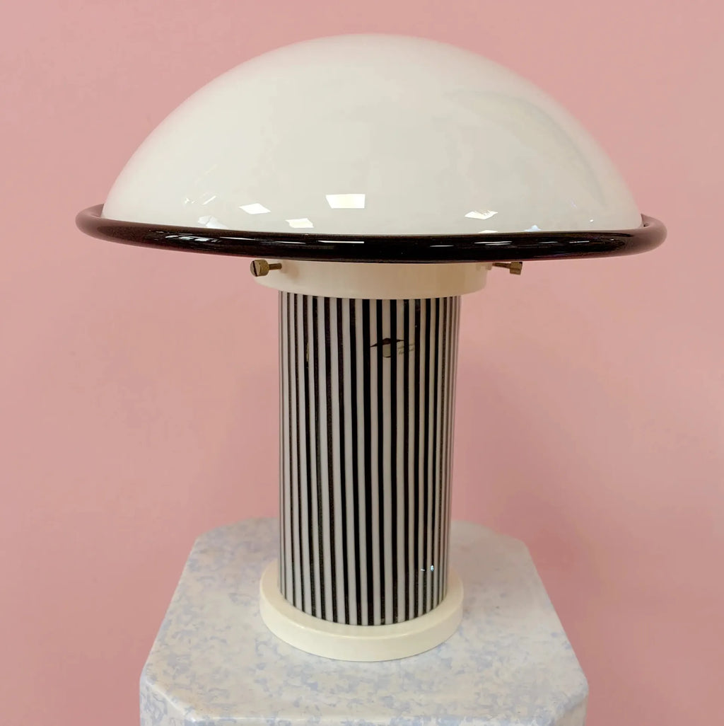 Lampe champignon verre de Murano rayures noir et blanc Zonca Voghera, années années 80 - Club Barbara
