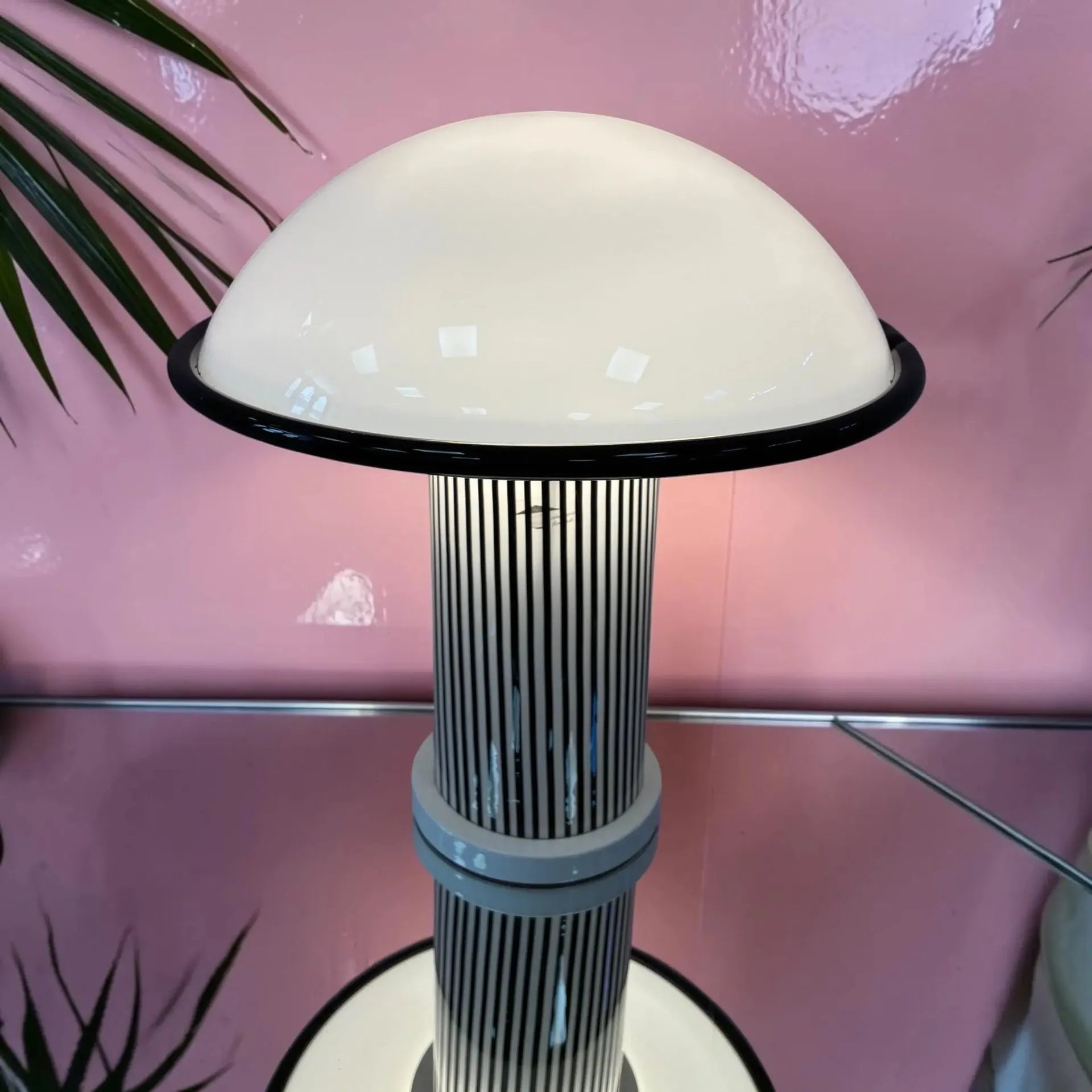Lampe champignon verre de Murano rayures noir et blanc Zonca Voghera, années années 80 - Club Barbara