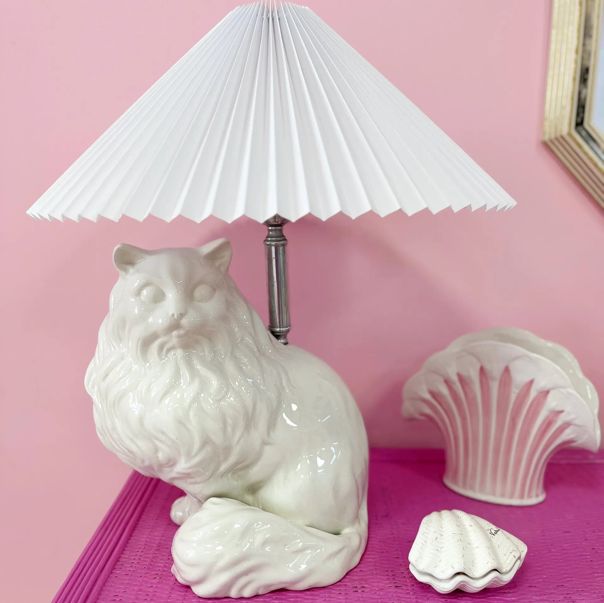 Lampe chat vintage, signée Italy, années 70 - Club Barbara
