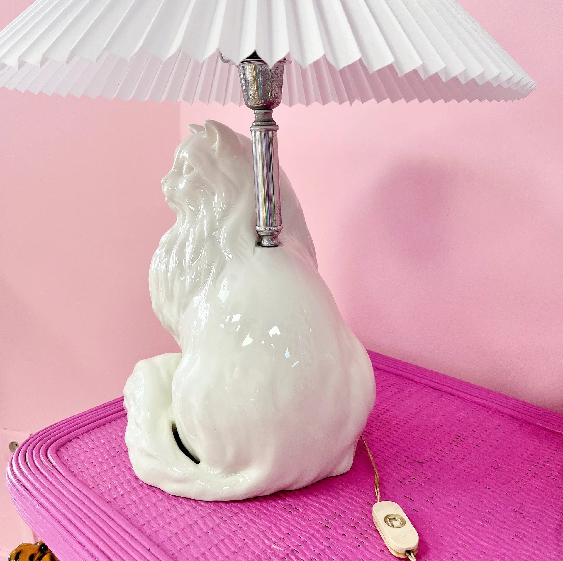 Lampe chat vintage, signée Italy, années 70 - Club Barbara
