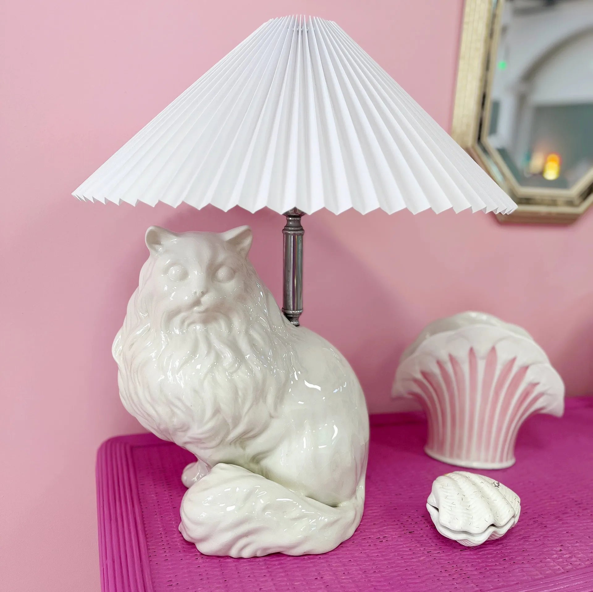 Lampe chat vintage, signée Italy, années 70 - Club Barbara
