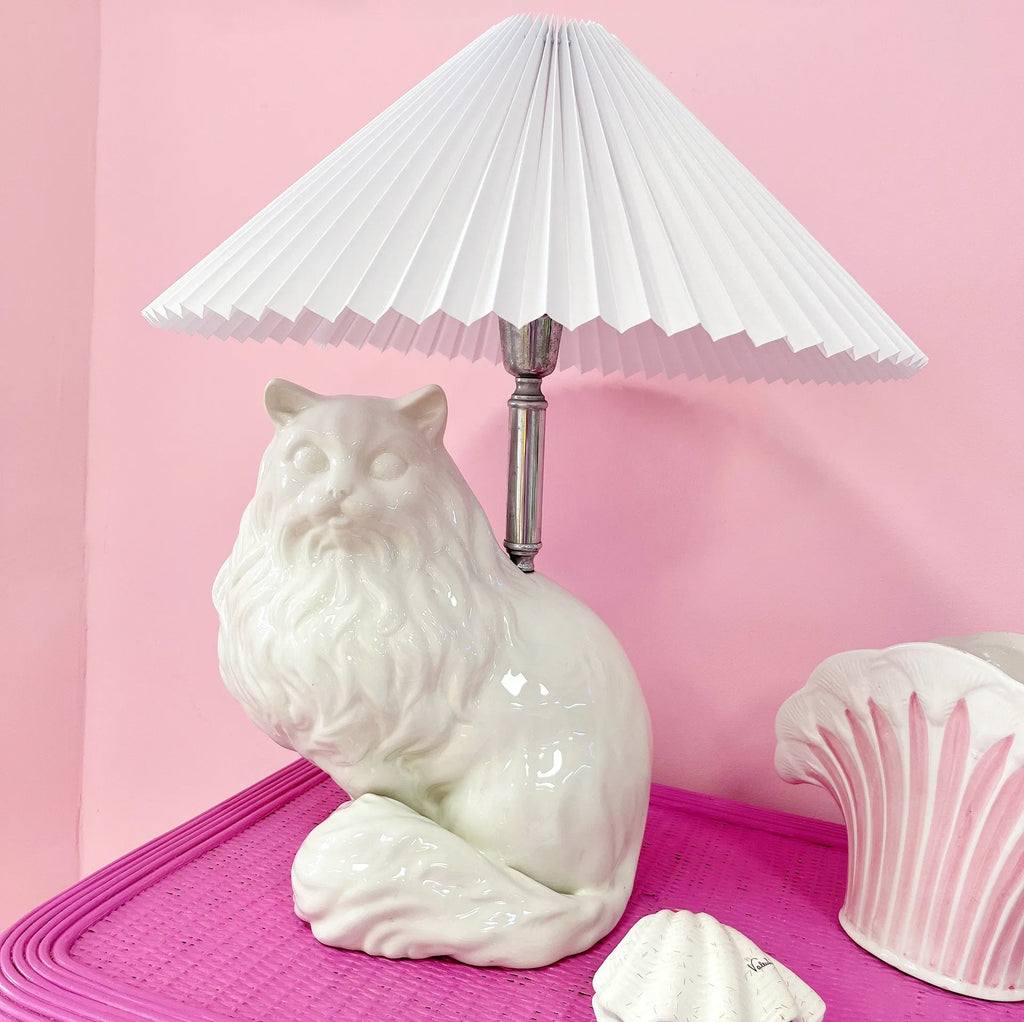 Lampe chat vintage, signée Italy, années 70 - Club Barbara