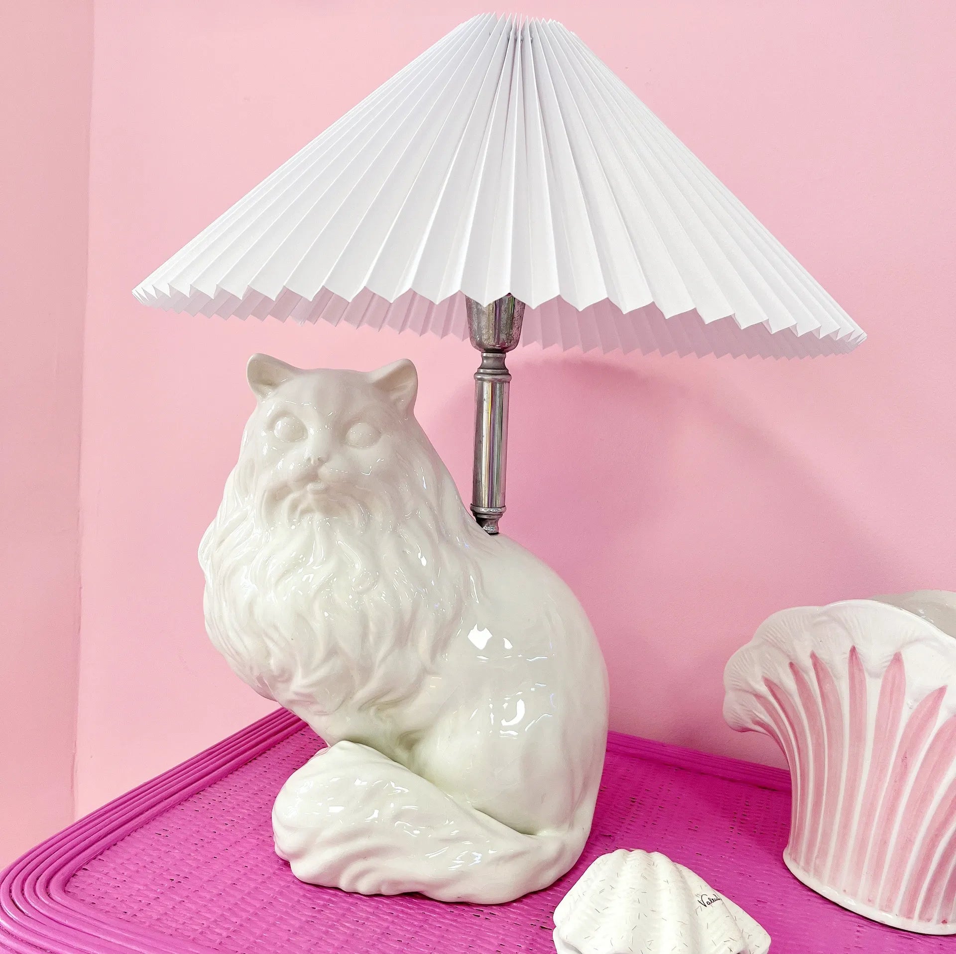Lampe chat vintage, signée Italy, années 70 - Club Barbara