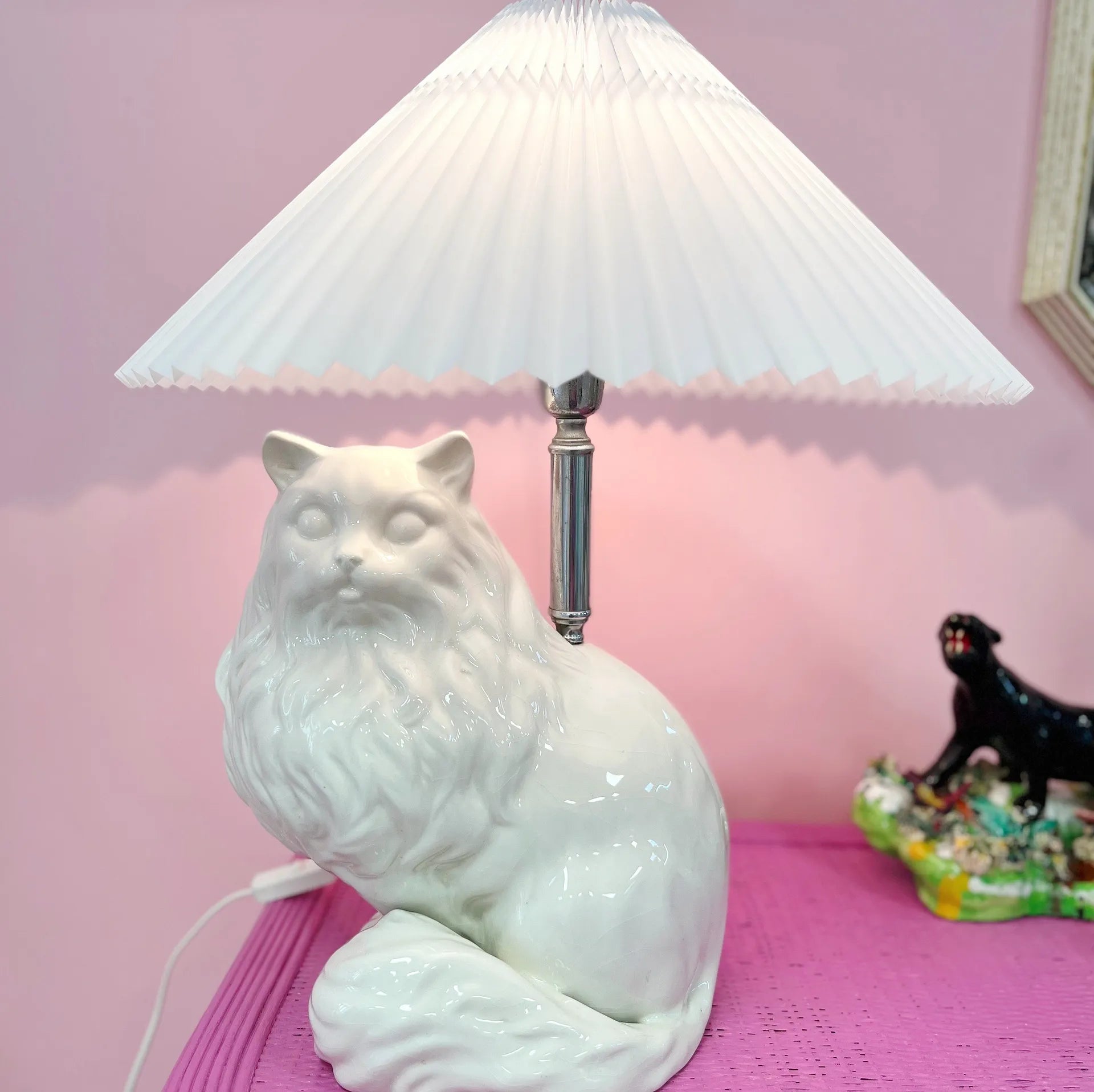 Lampe chat vintage, signée Italy, années 70 - Club Barbara