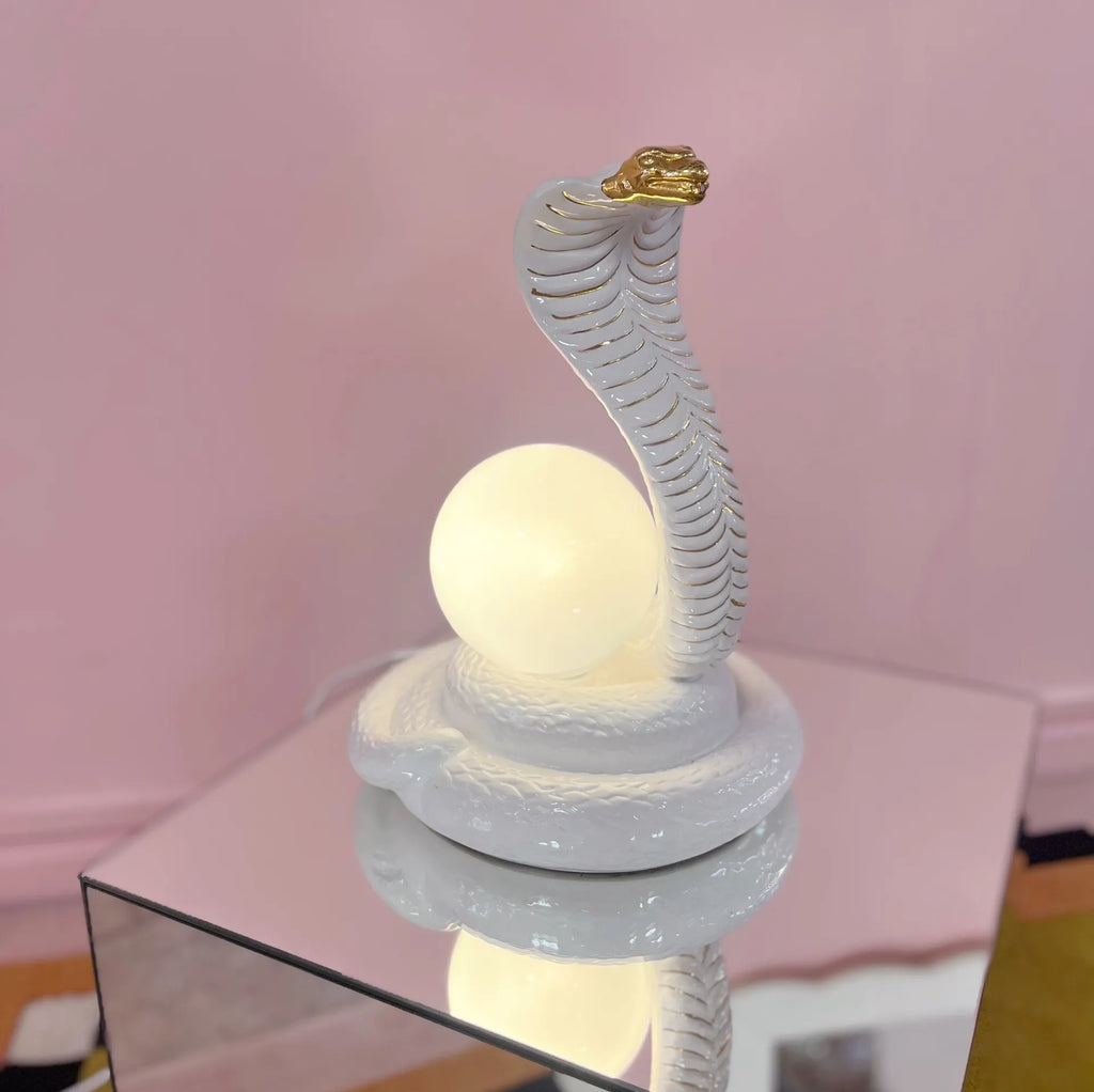Lampe cobra en céramique et dorures, Italie, années 70 - Club Barbara