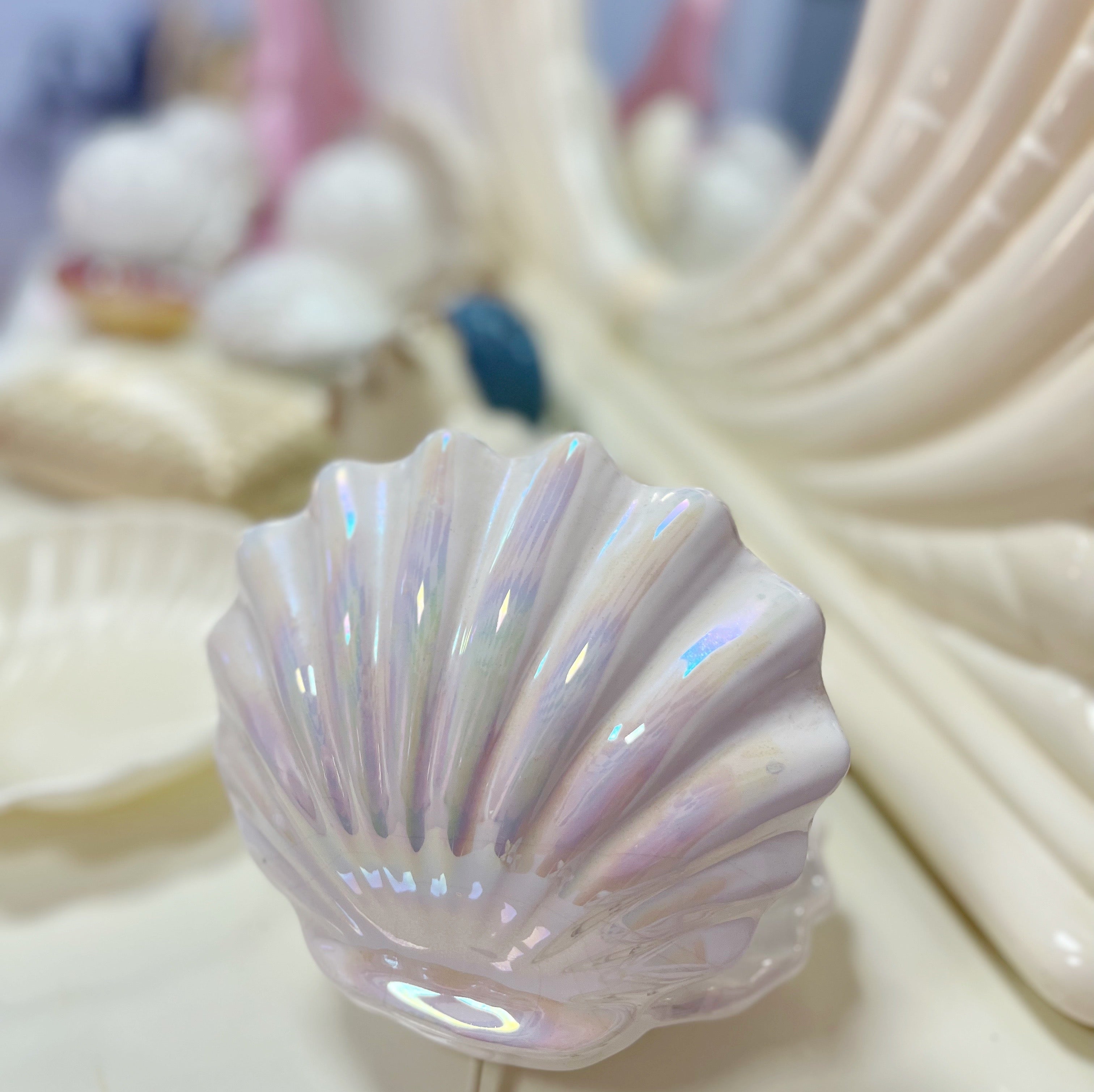 Rare lampe coquillage 80s iridescente