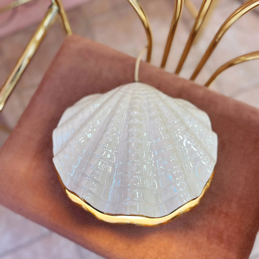 Lampe coquillage céramique iridescente dorée, Bondia, Espagne, années 70 - Club Barbara