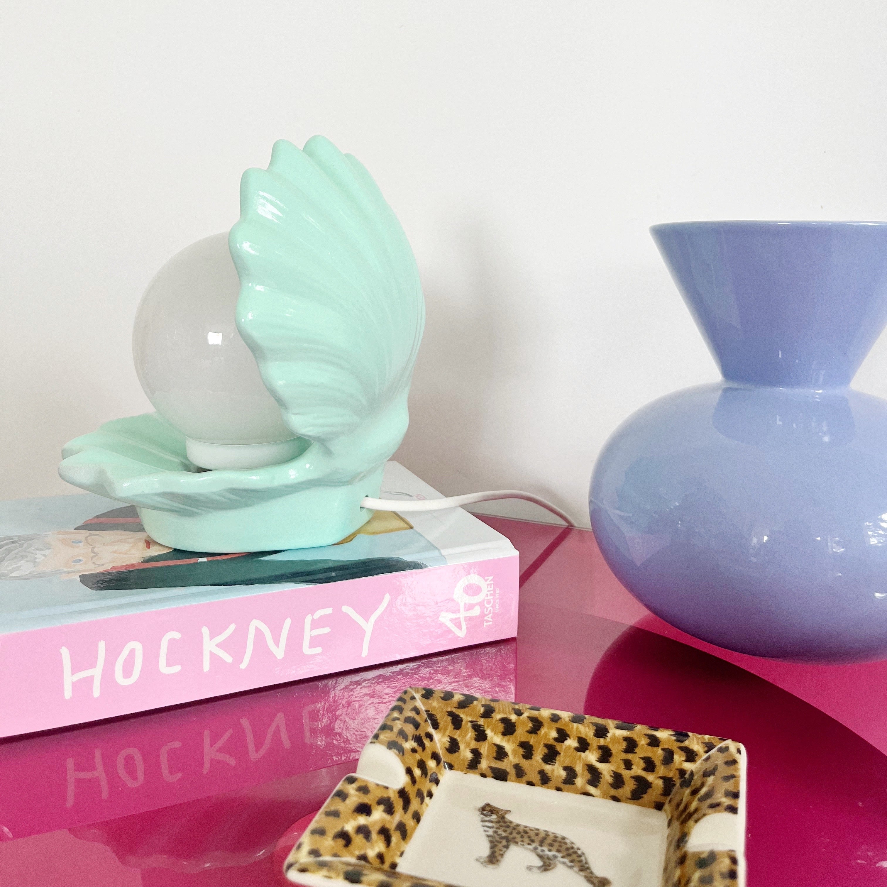 Lampe coquillage aqua vintage