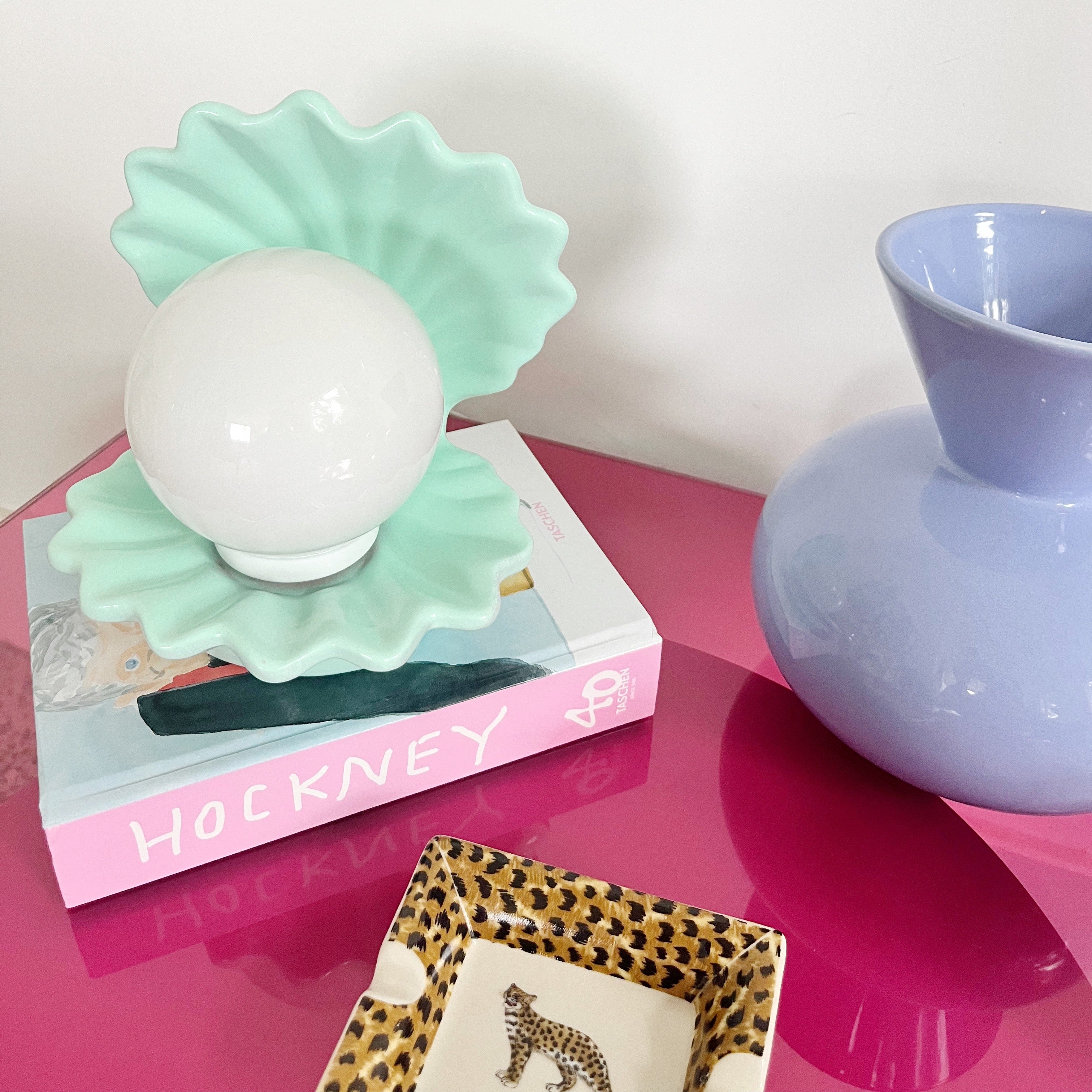 Lampe coquillage aqua vintage