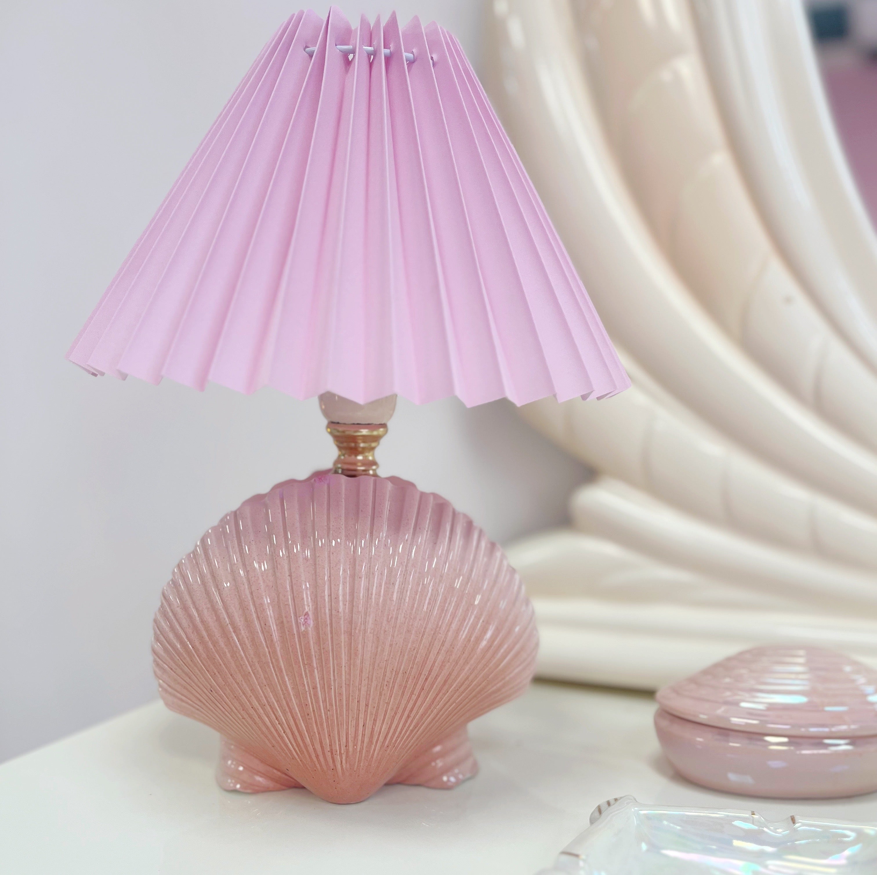 Lampe coquillage 80s rose saumon