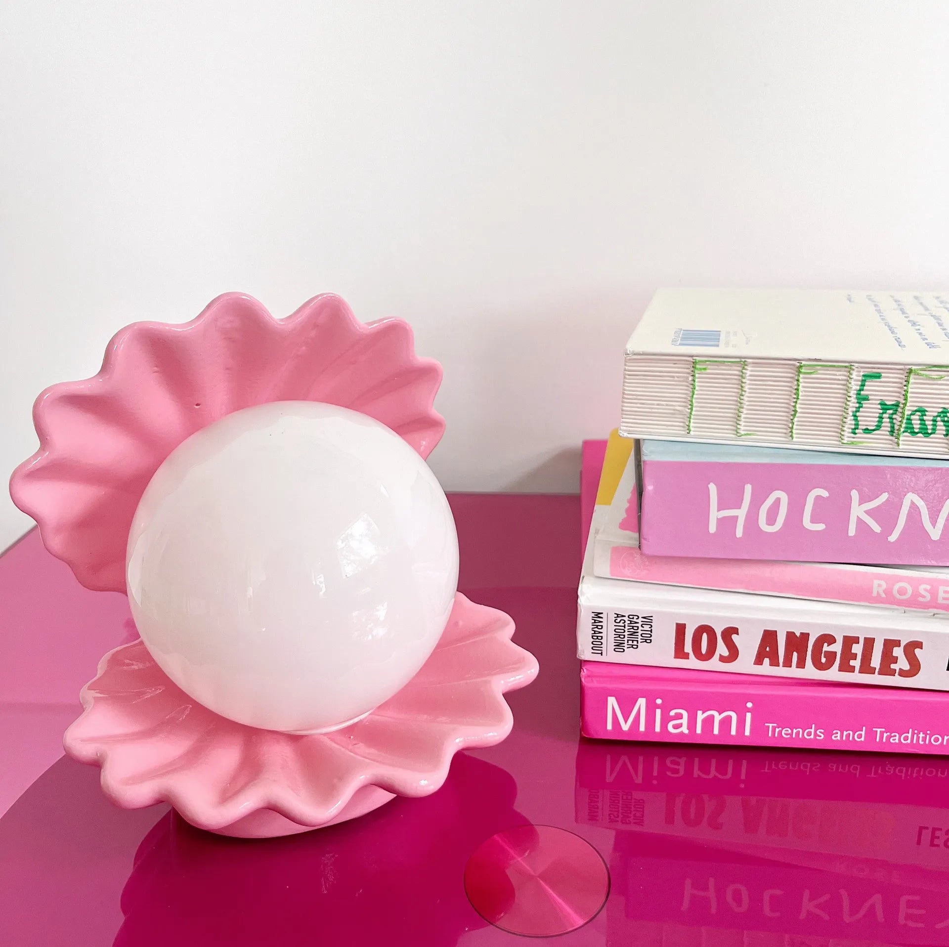 Lampe coquillage rose vintage - Club Barbara