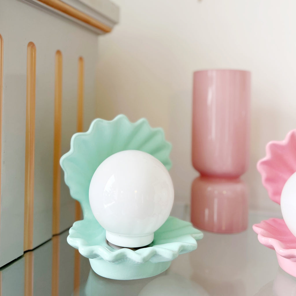 Lampe coquillage aqua vintage