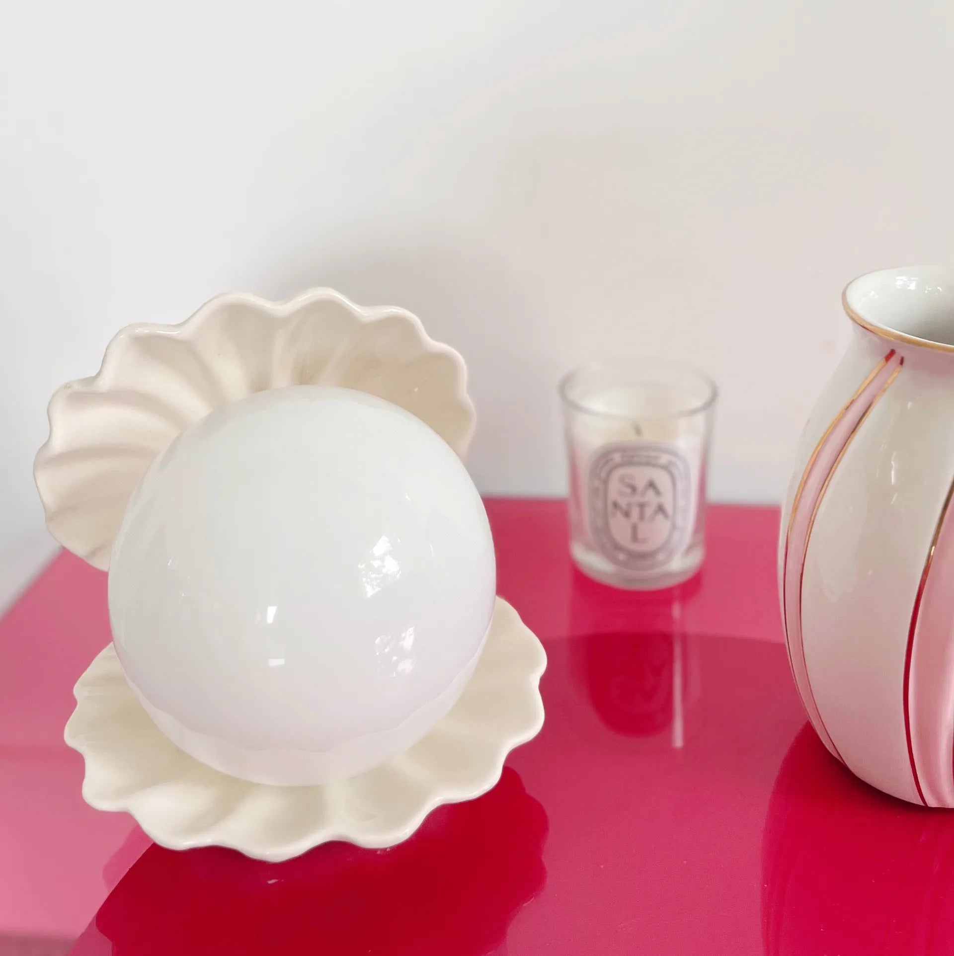 Lampe coquillage vintage blanche - Club Barbara