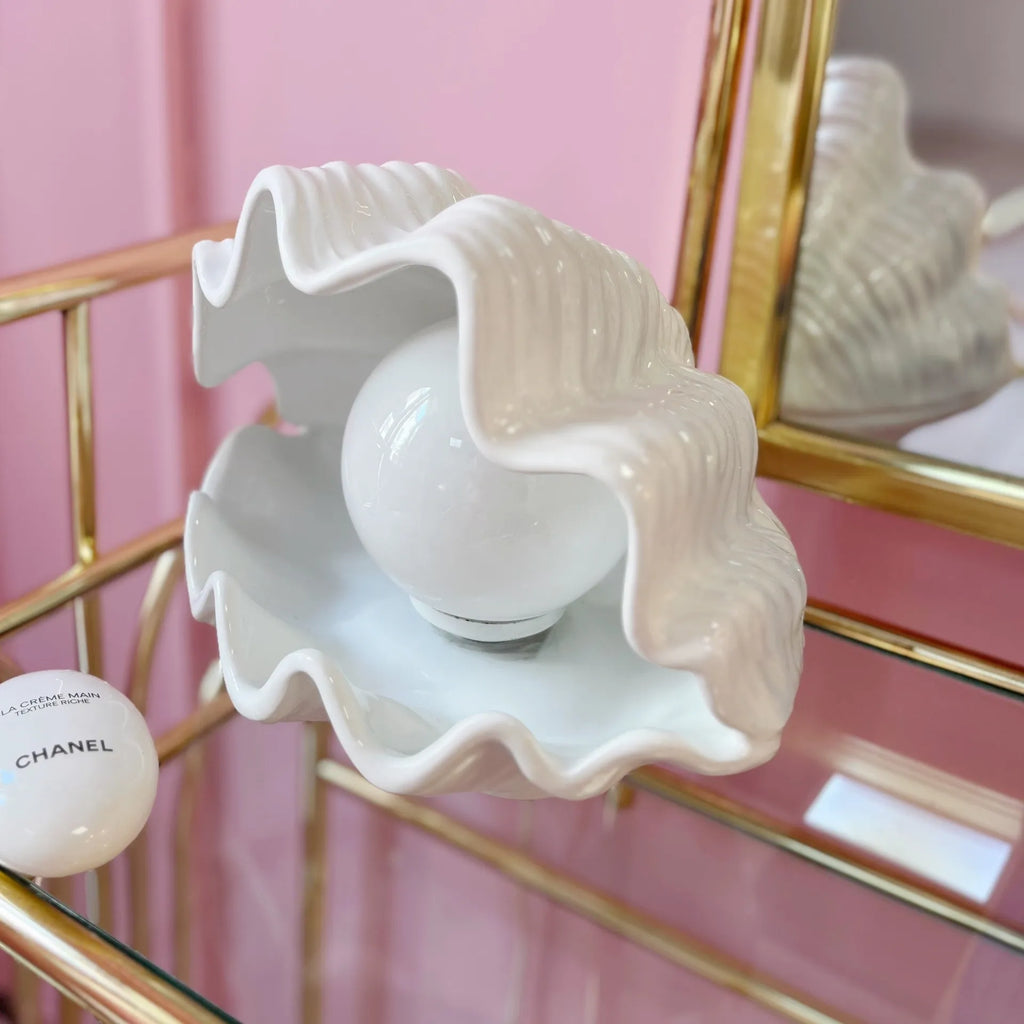 Lampe coquillage vintage – Céramique blanche italienne des années 70 - Club Barbara