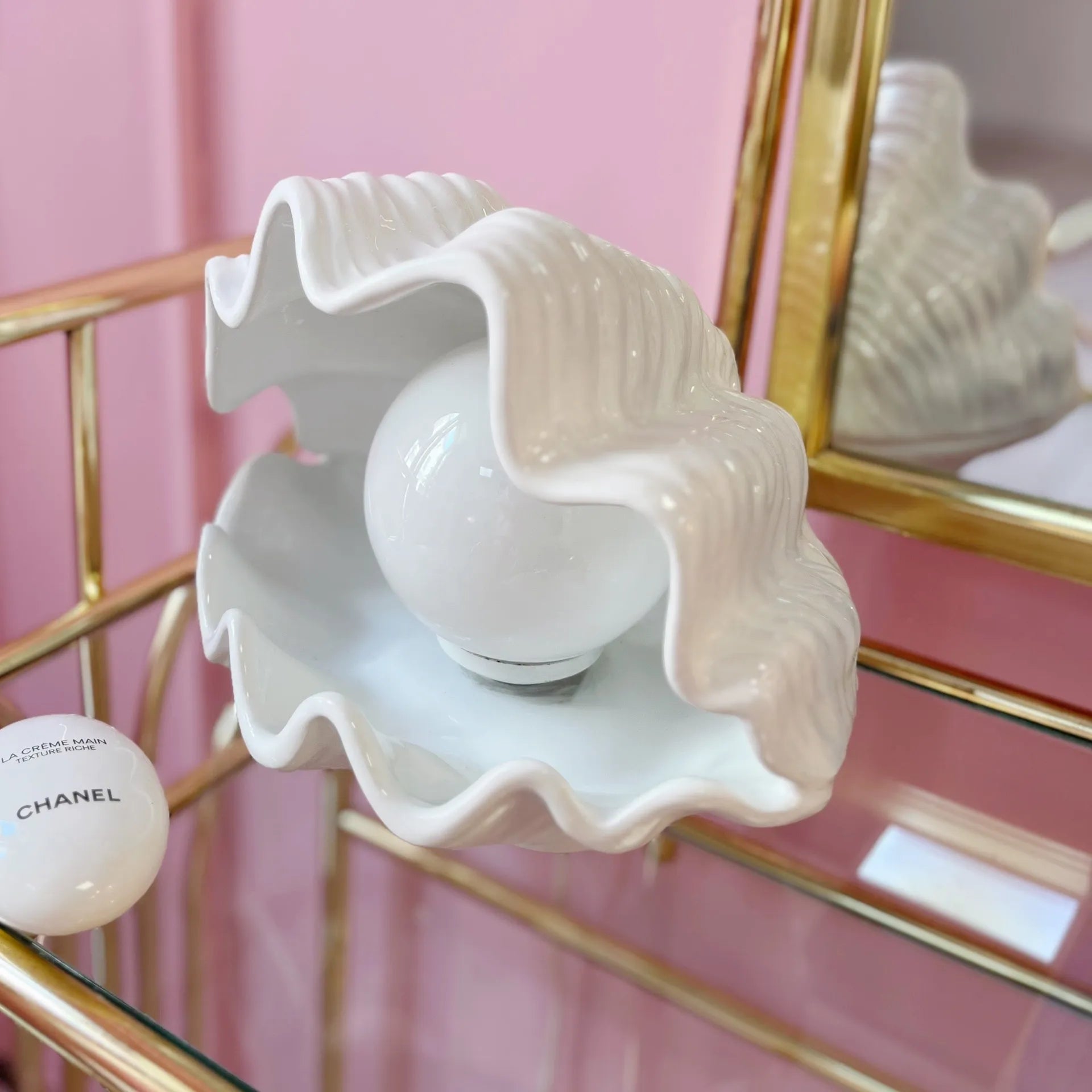 Lampe coquillage vintage – Céramique blanche italienne des années 70 - Club Barbara