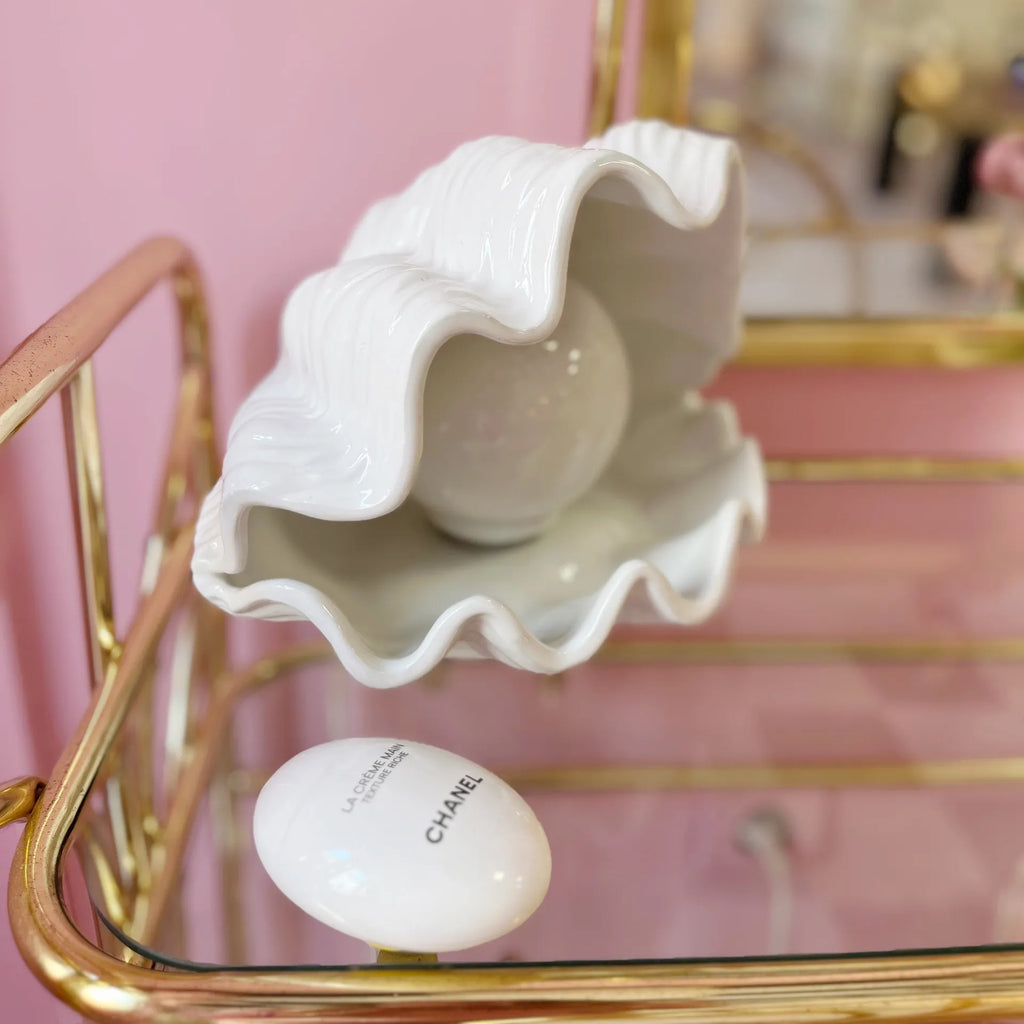 Lampe coquillage vintage – Céramique blanche italienne des années 70 - Club Barbara