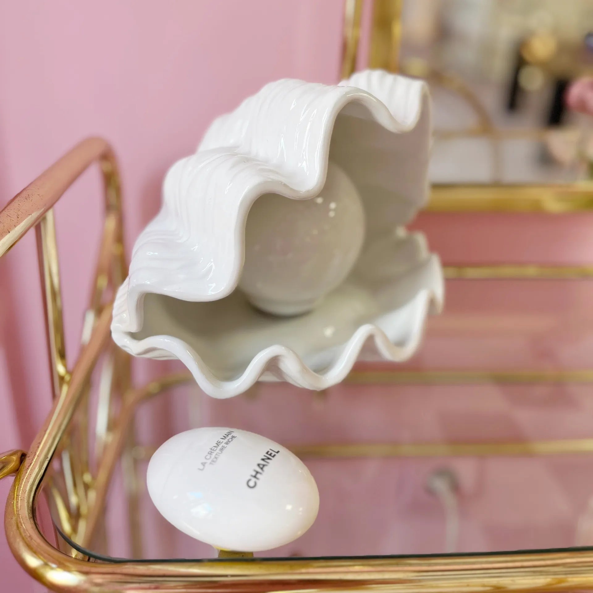 Lampe coquillage vintage – Céramique blanche italienne des années 70 - Club Barbara