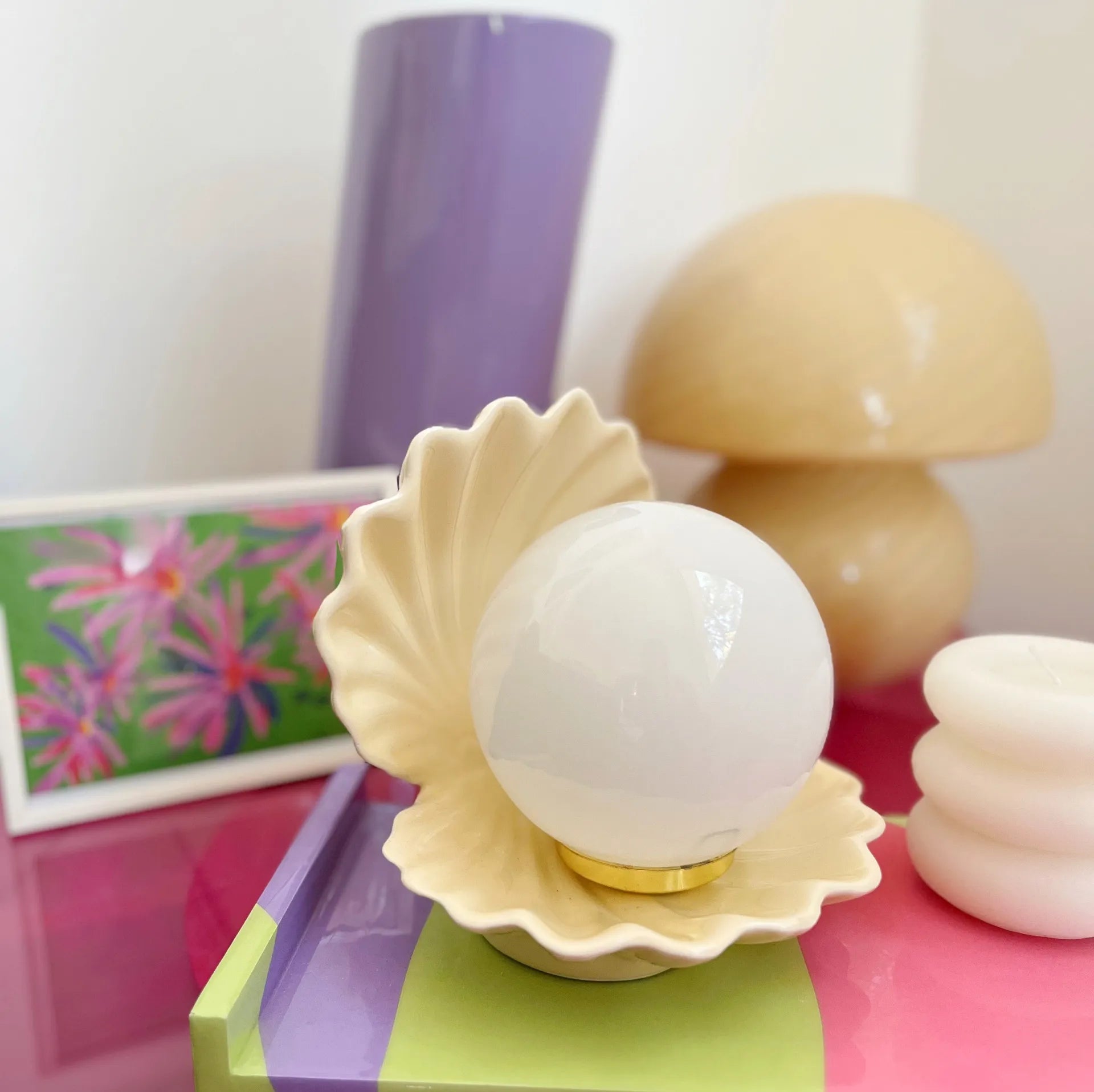 Lampe coquillage vintage pastel - Club Barbara