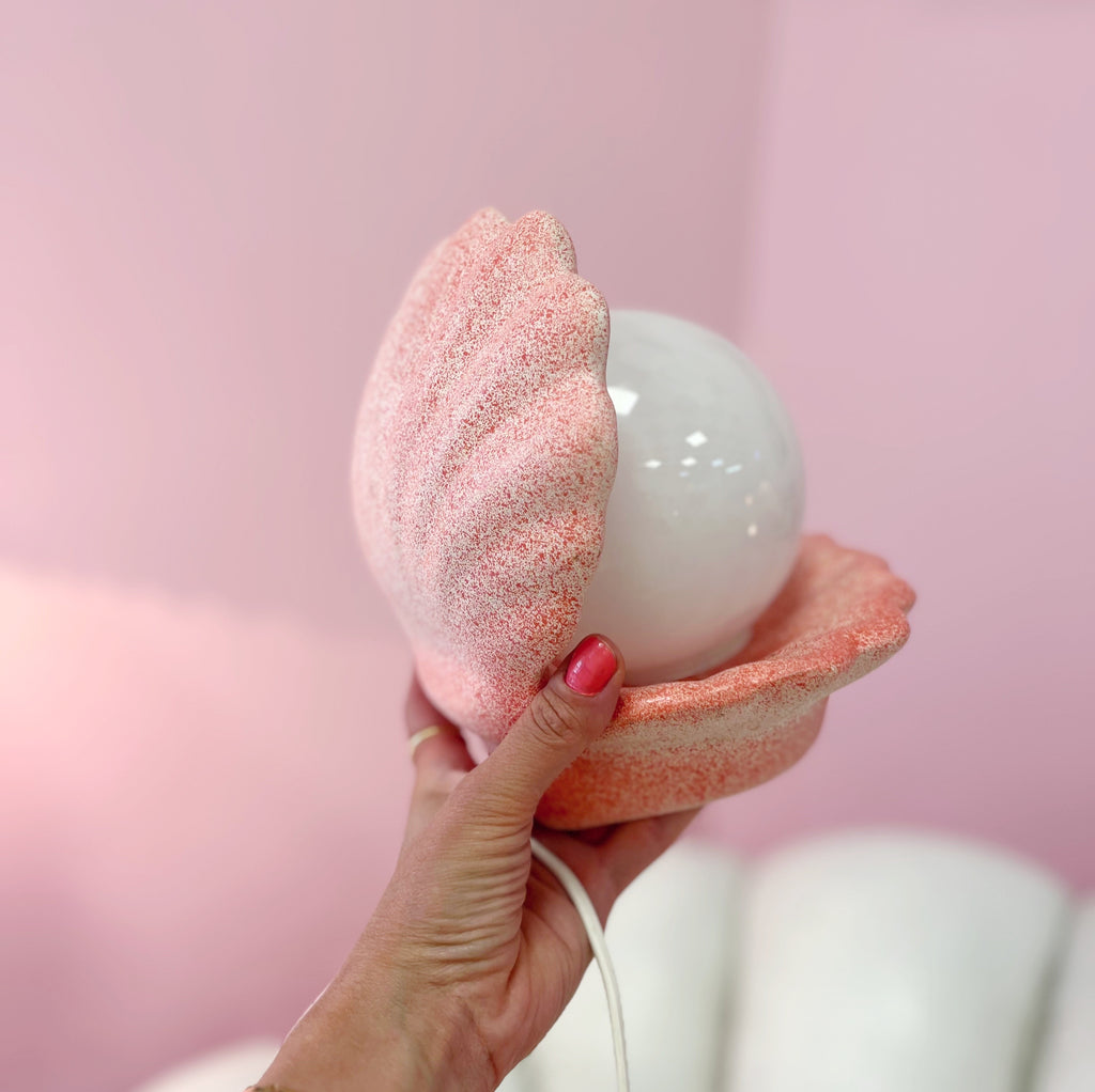 Lampe coquillage rose 80s granitée