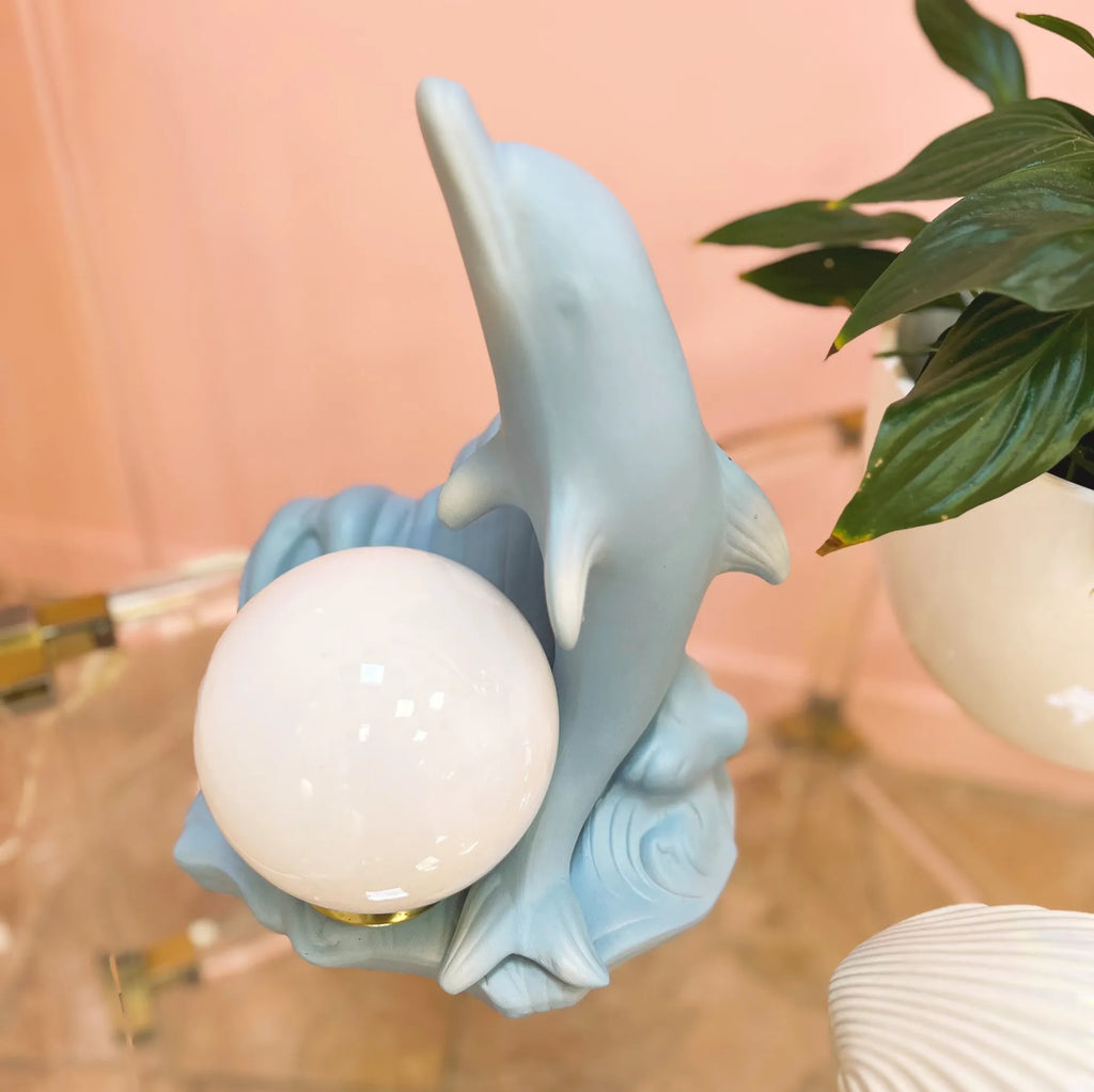 Lampe dauphin bleue pastel Rosagaso, Espagne années 70 - Club Barbara