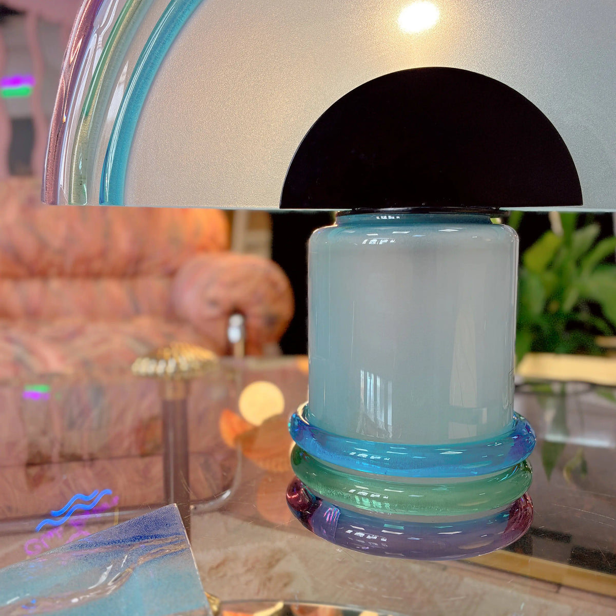 Lampe italienne en verre de Murano des années 80

